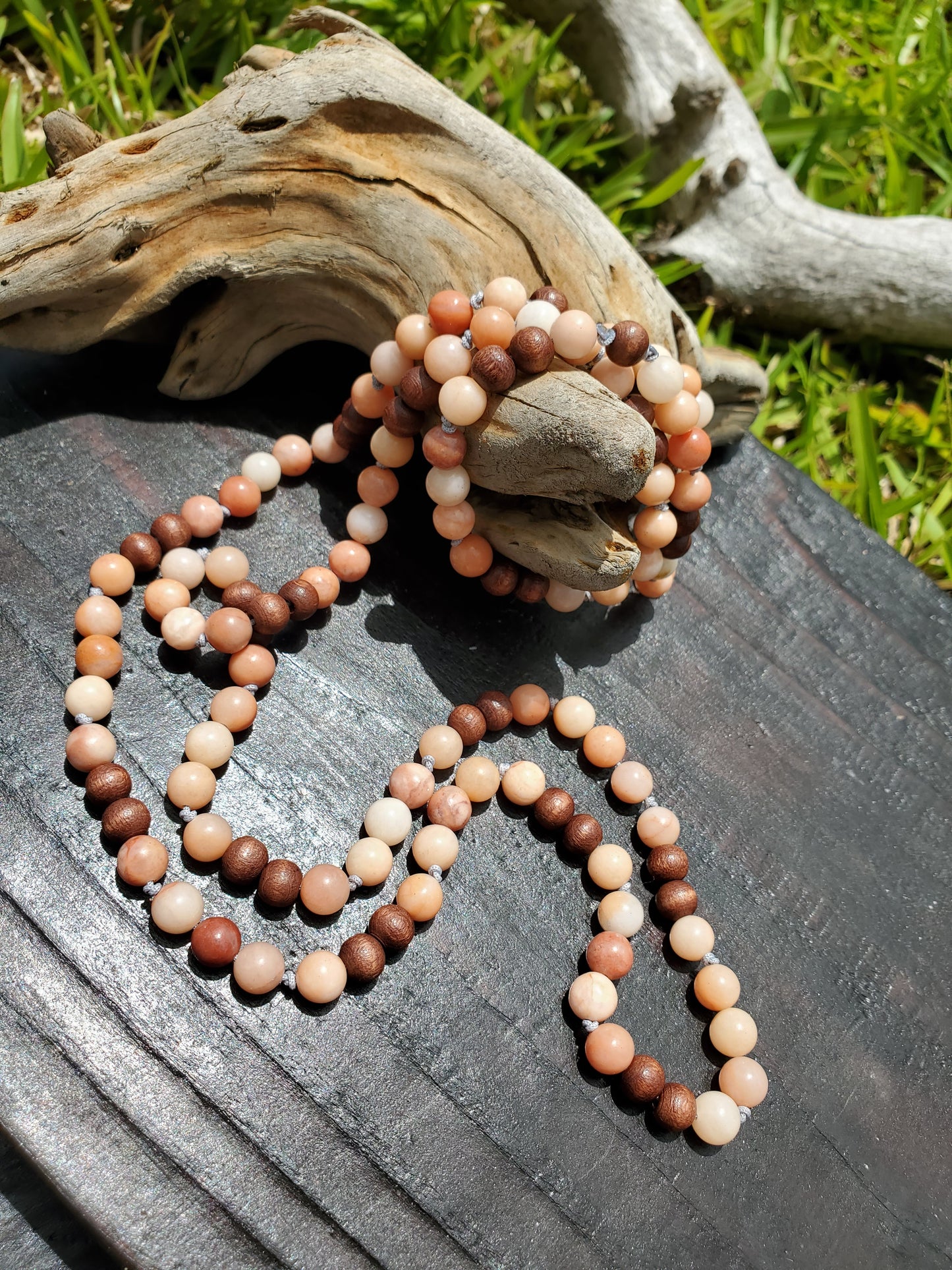 Knotted Gemstone Necklace Pink Aventurine
