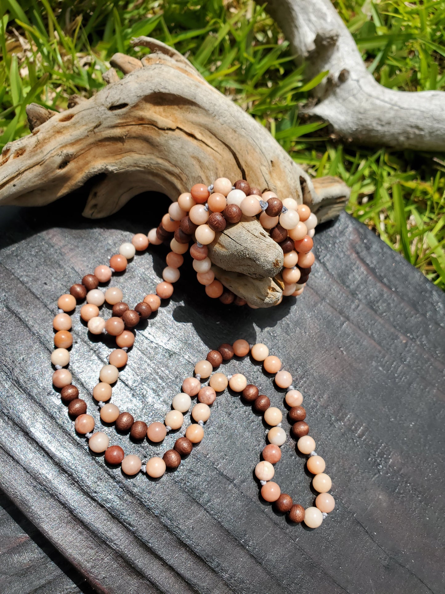 Knotted Gemstone Necklace Pink Aventurine