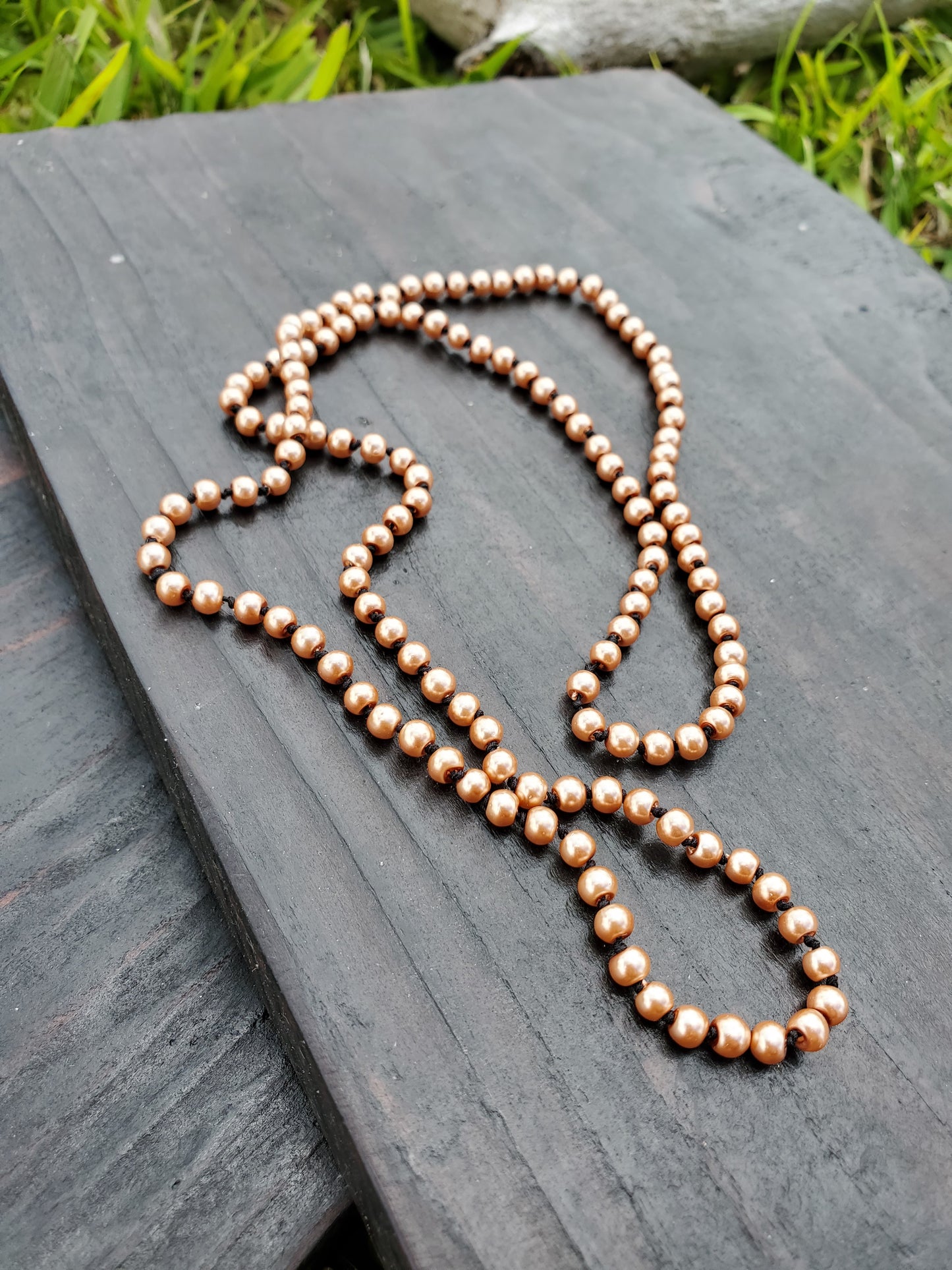 Knotted Gemstone Necklace Shell Pearls