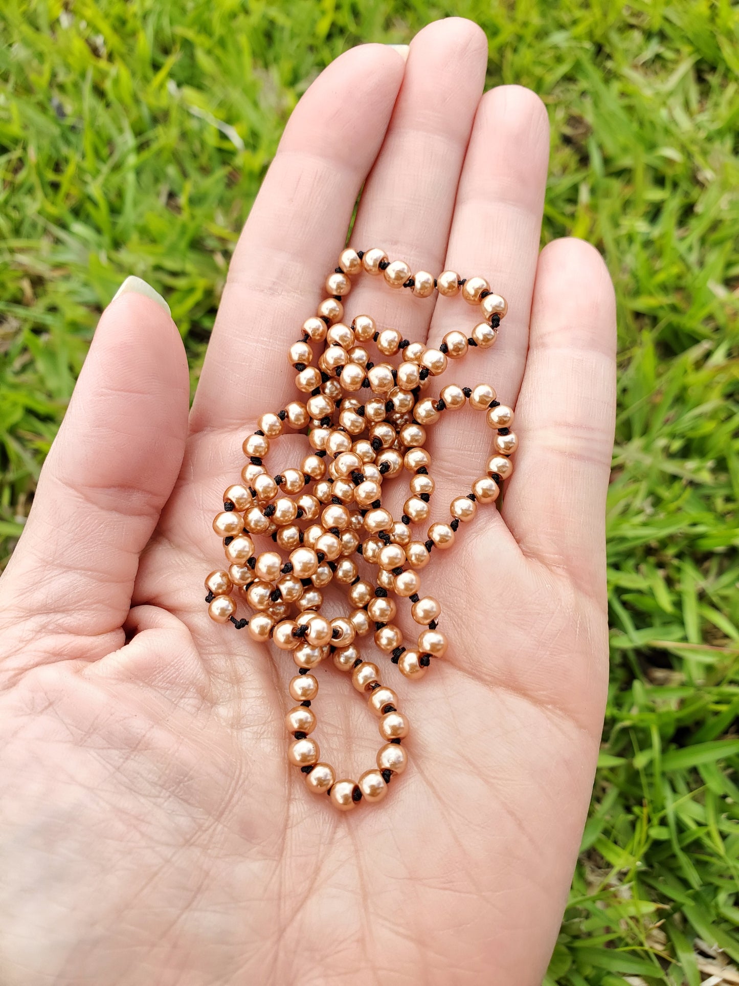 Knotted Gemstone Necklace Shell Pearls