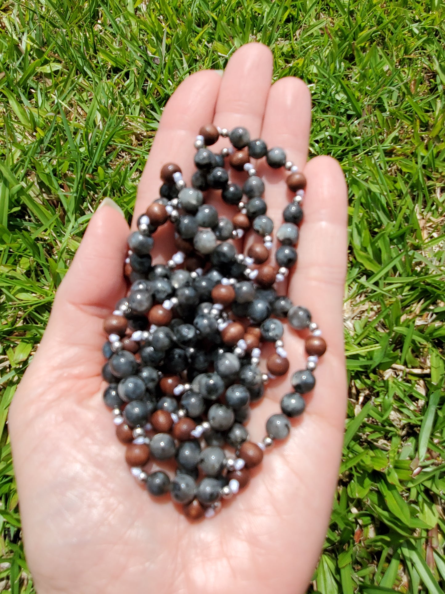 Knotted Gemstone Necklace Labradorite