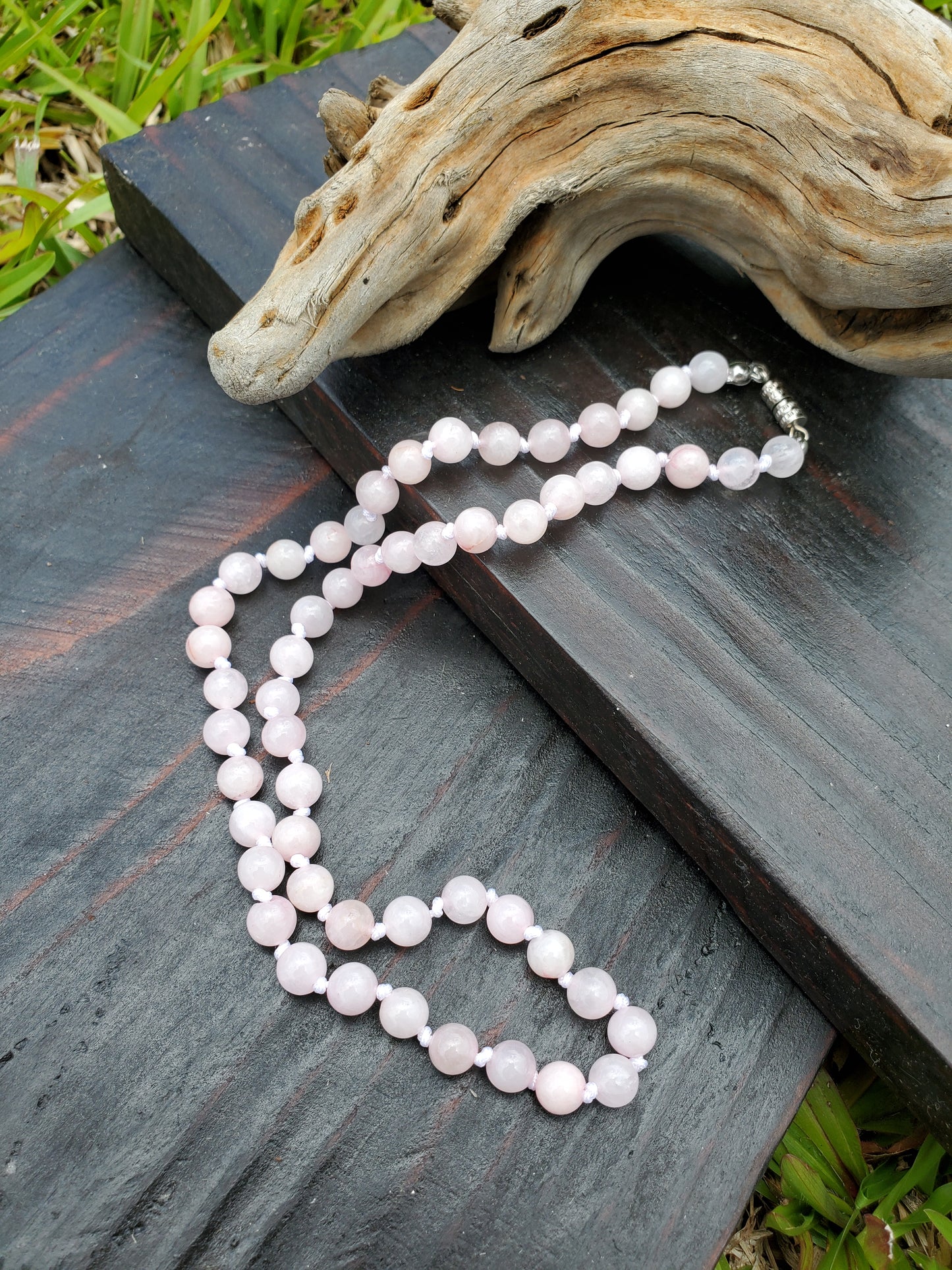 Knotted Gemstone Necklace Rose Quartz