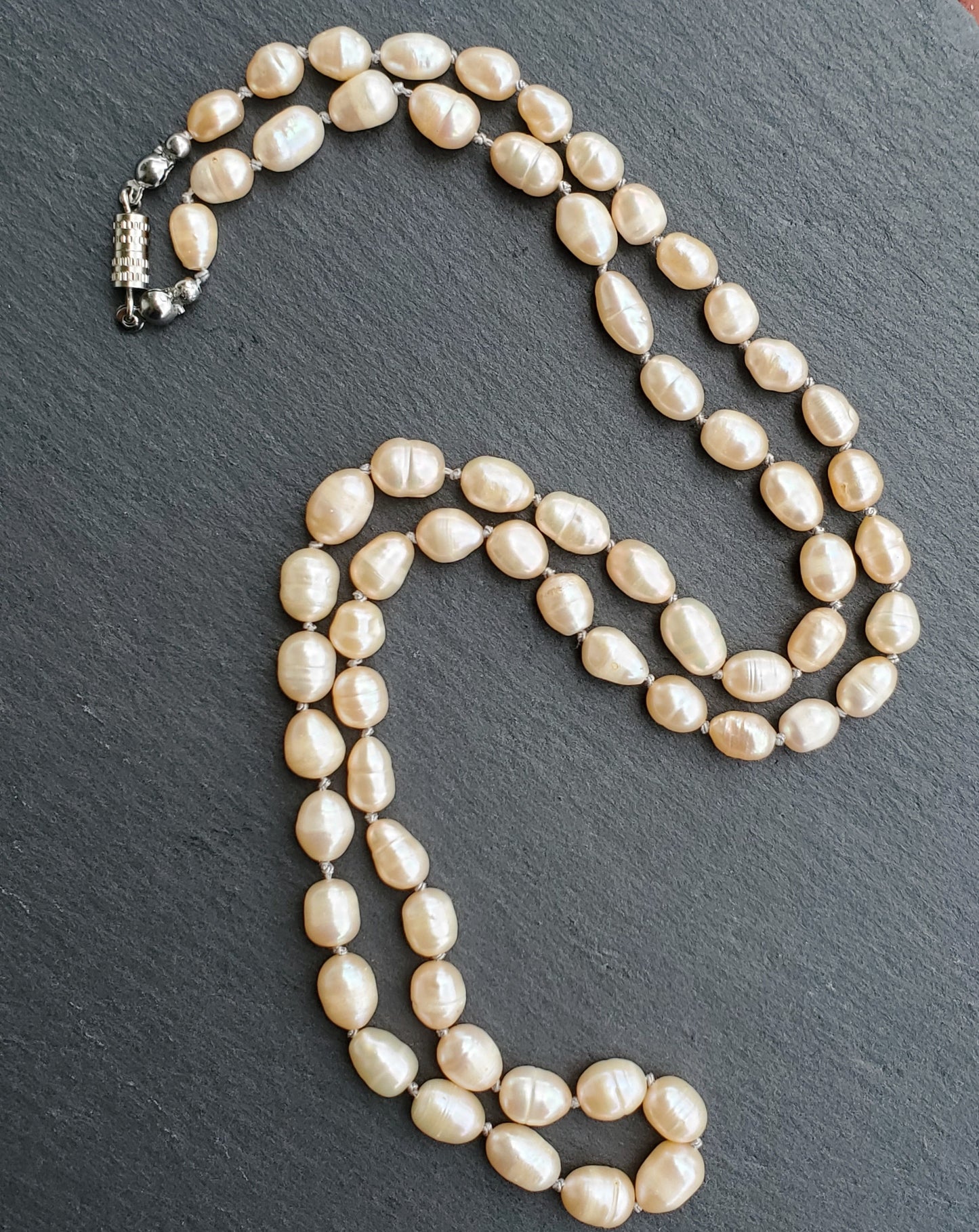 Knotted Freshwater Rice Pearl Necklace