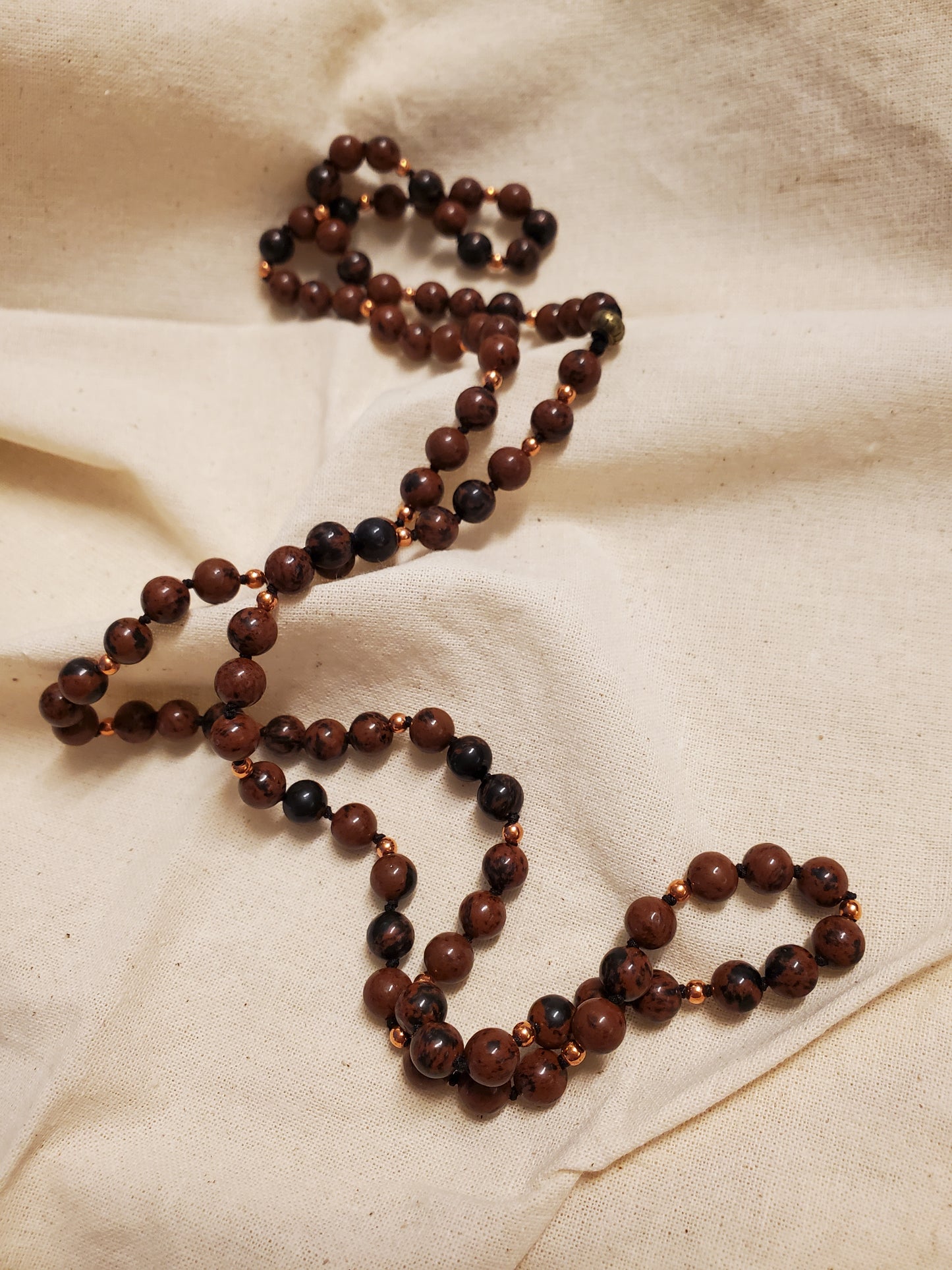 Knotted Mahogany Obsidian Necklace