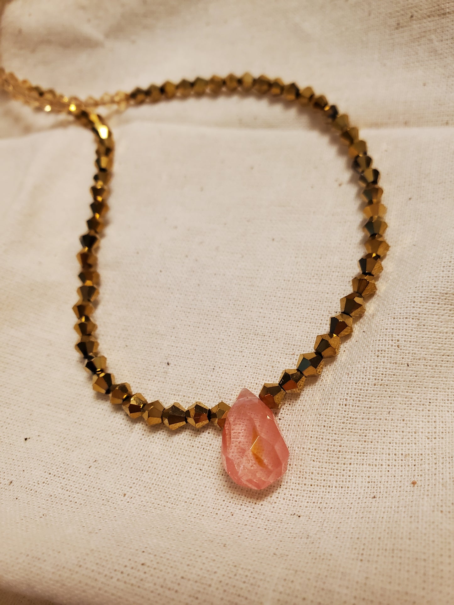 Crystal and Cherry Quartz Necklace