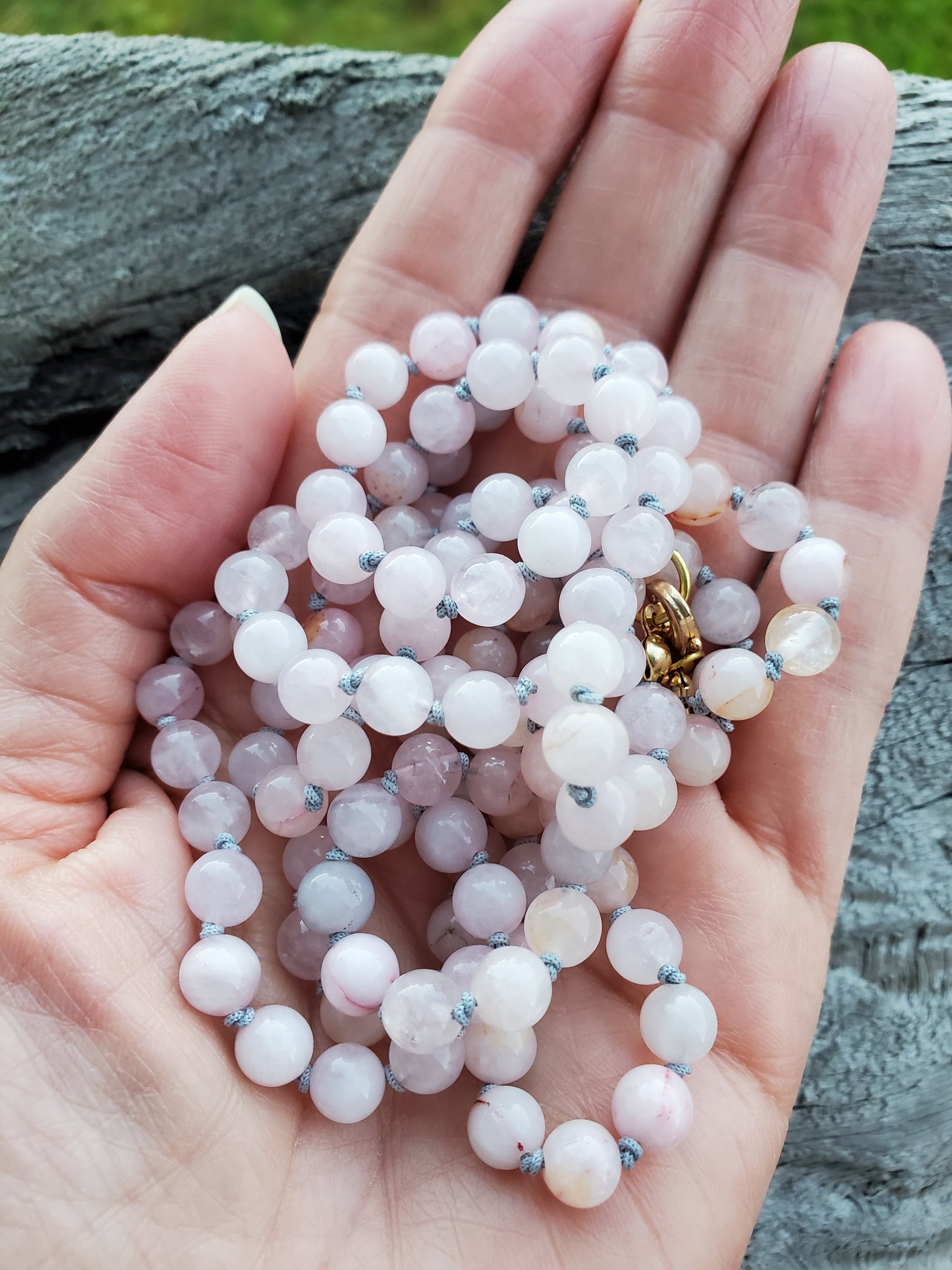 Knotted Gemstone Necklace Rose Quartz