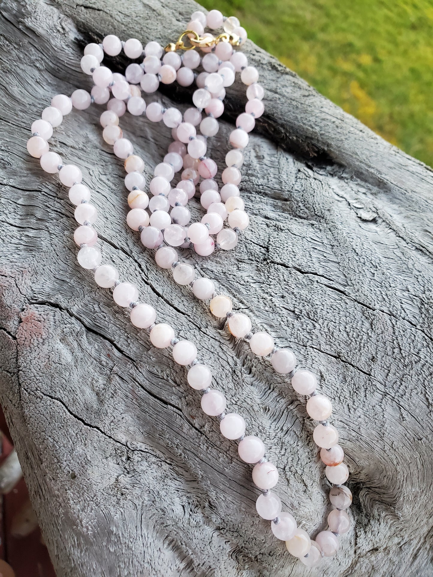 Knotted Gemstone Necklace Rose Quartz