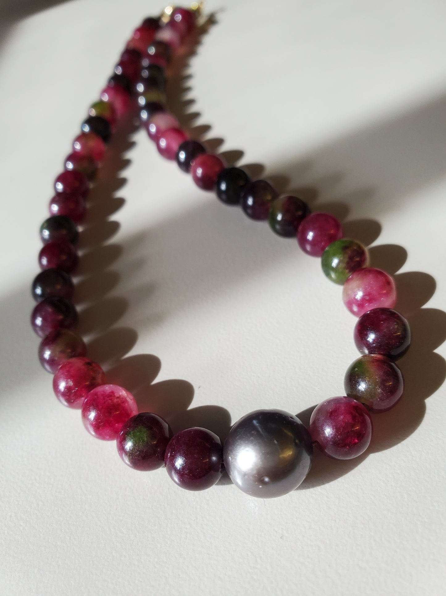 Gemstone Necklace Tourmaline & Tahitian