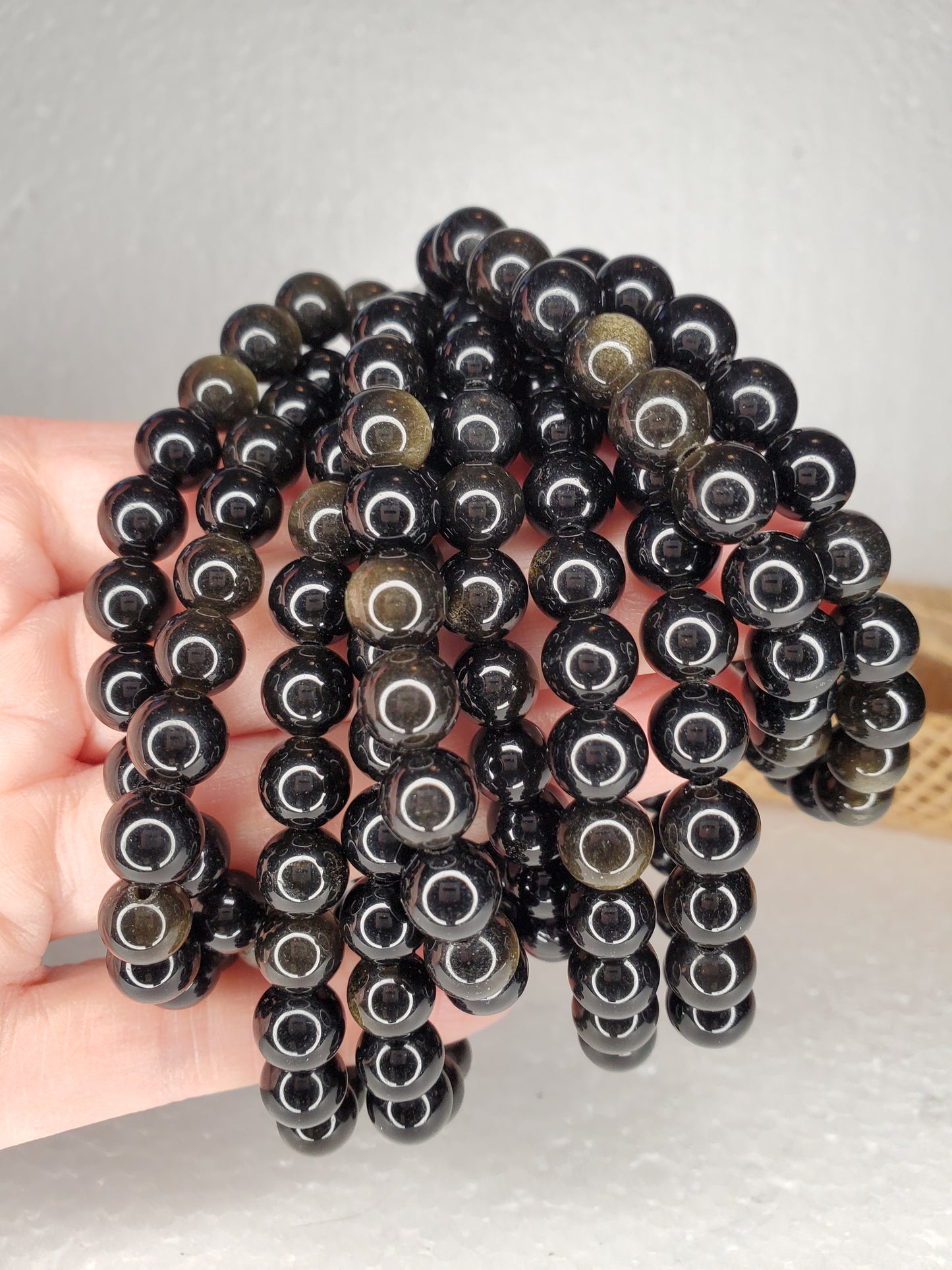 Golden Sheen Obsidian Stretch Bracelets