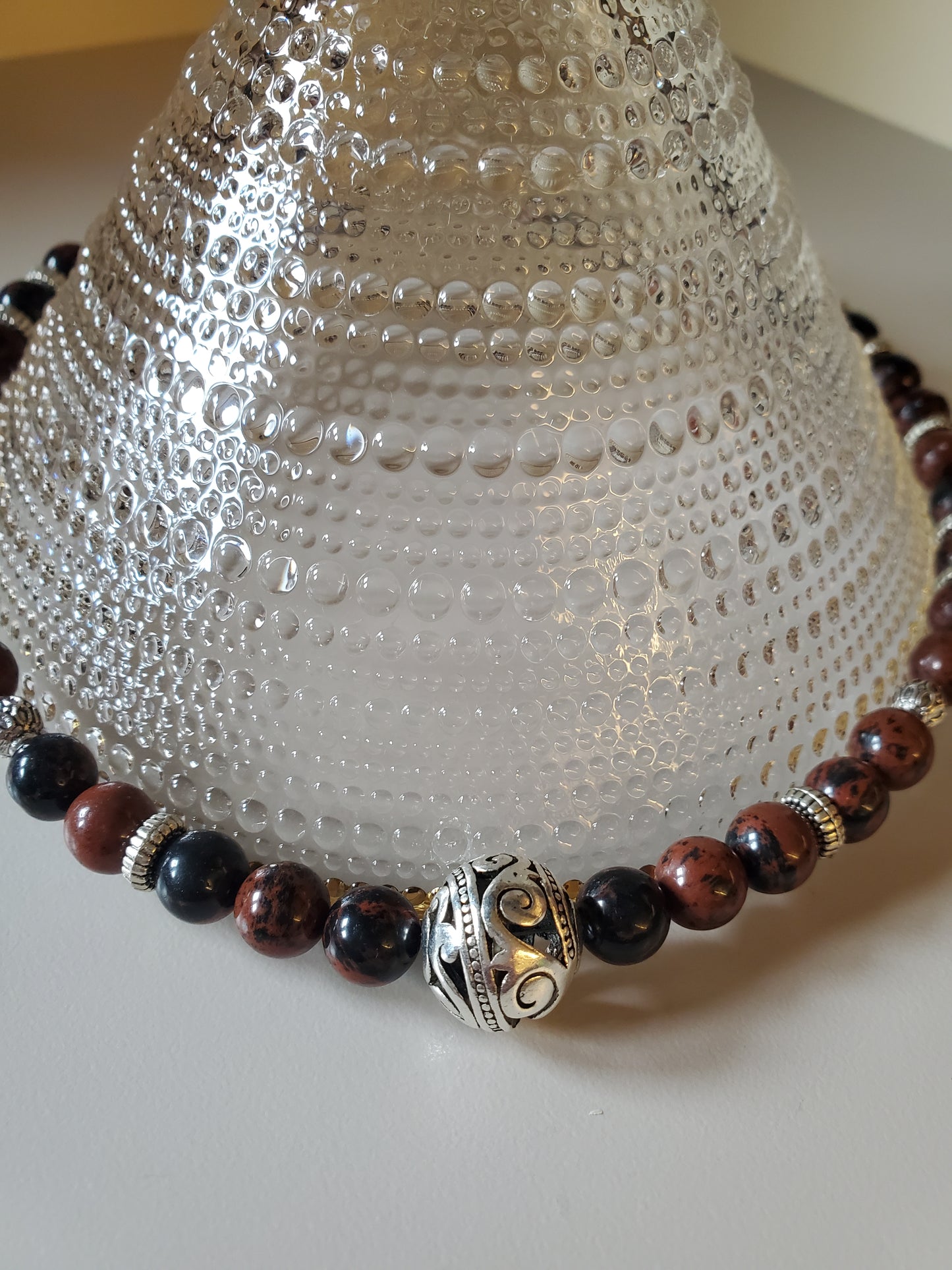 Mahogany Obsidian & Tibetan Pendant