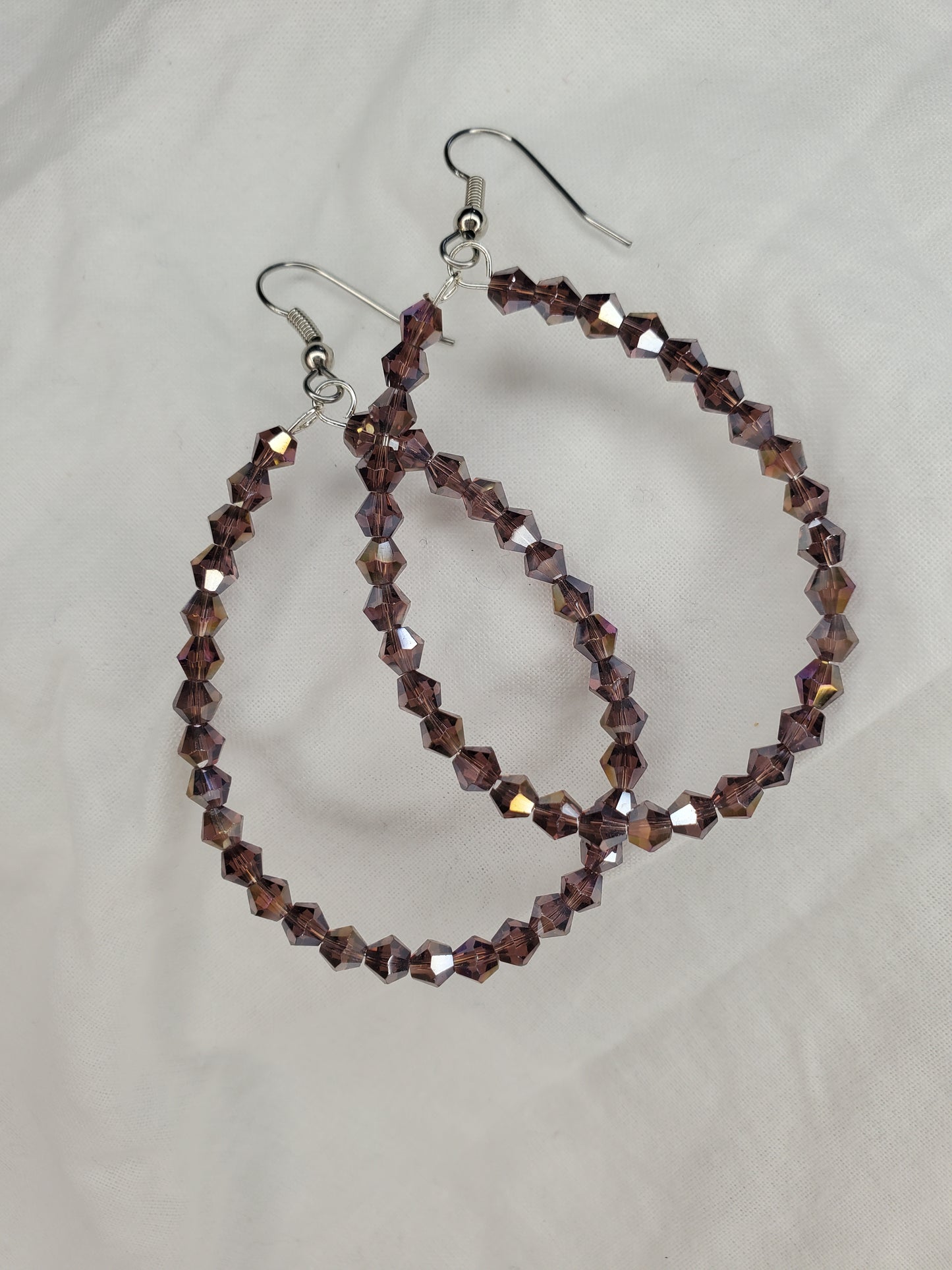 Fire Polished Crystal Hoops-Chrome/Black
