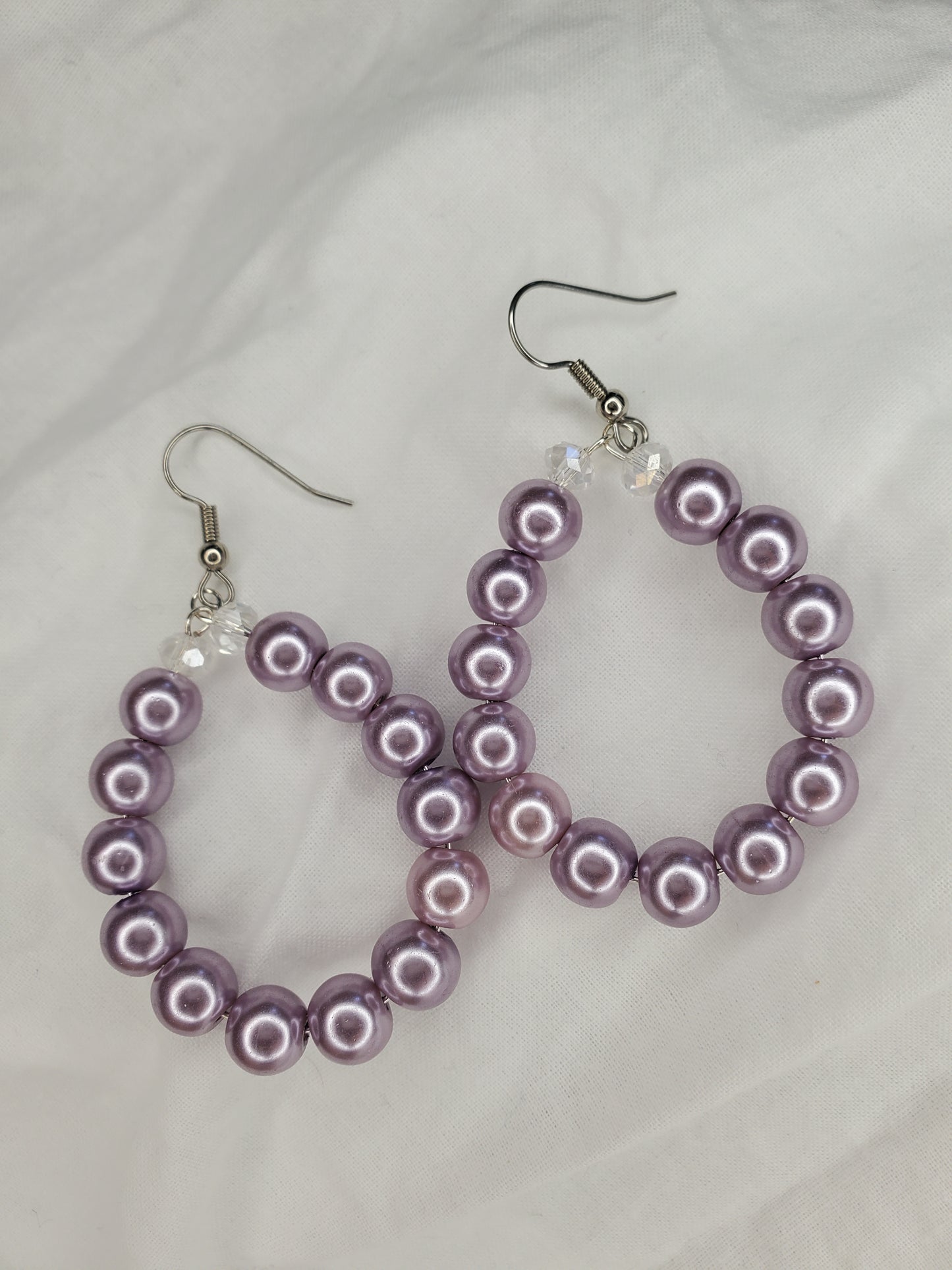 Shell Pearl Hoops-Lavender
