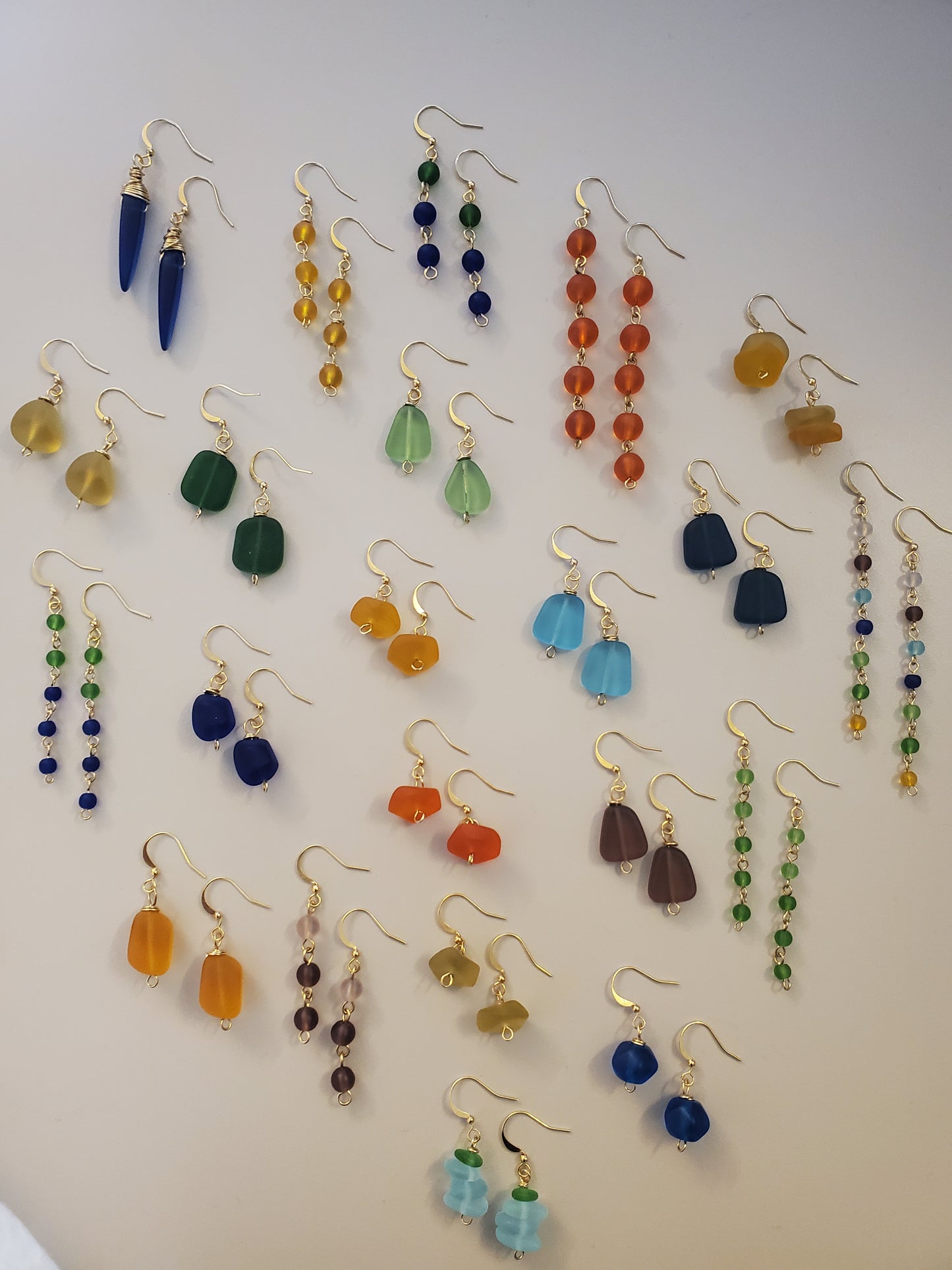 Sea Glass Bead Dangle Green/Blue