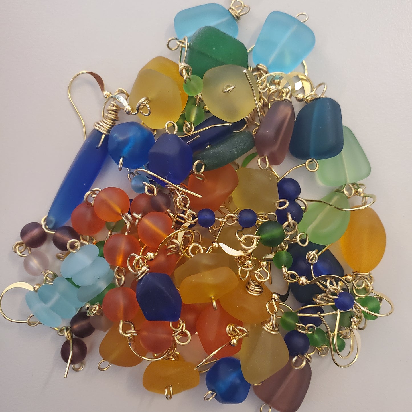 Sea Glass Bead Dangle Green/Blue