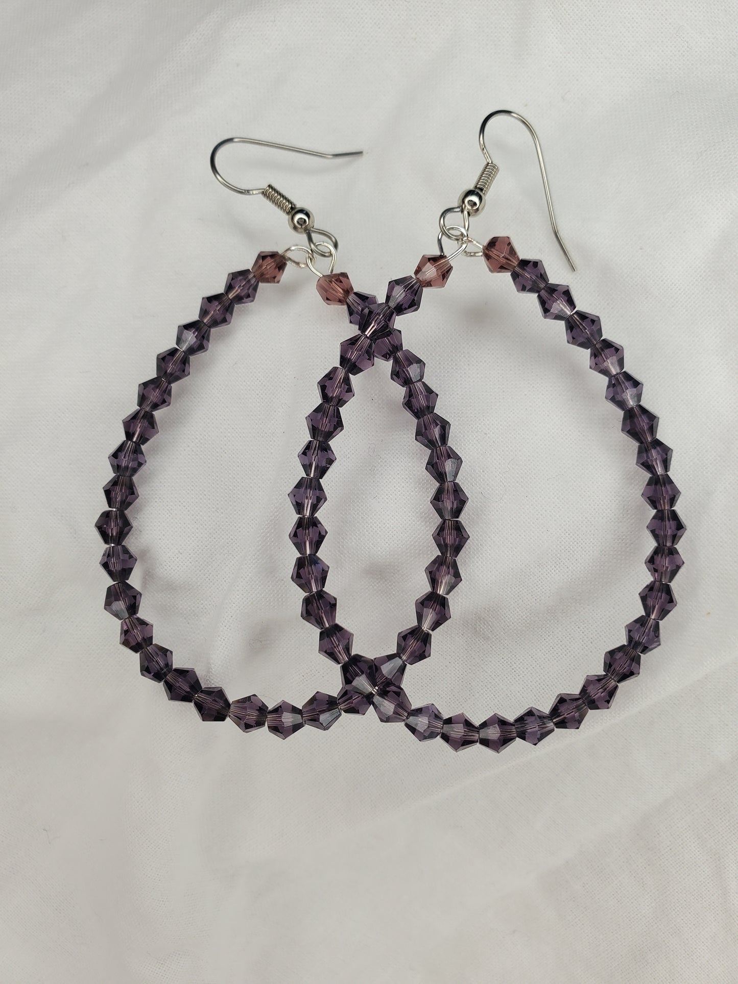 Fire Polished Crystal Hoops-Purple