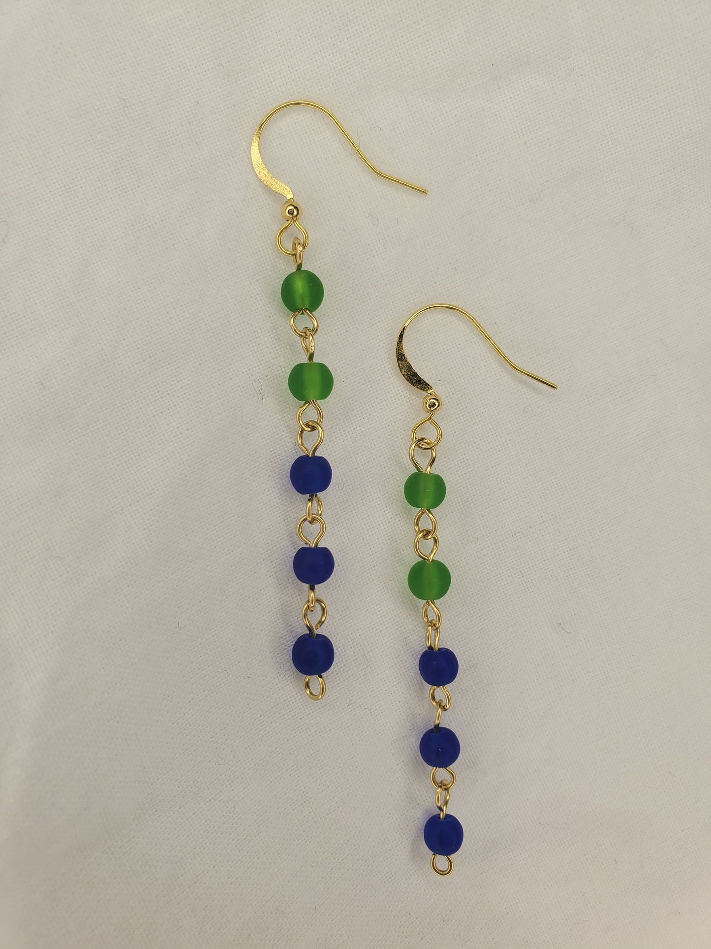 Sea Glass Bead Dangle Green/Blue