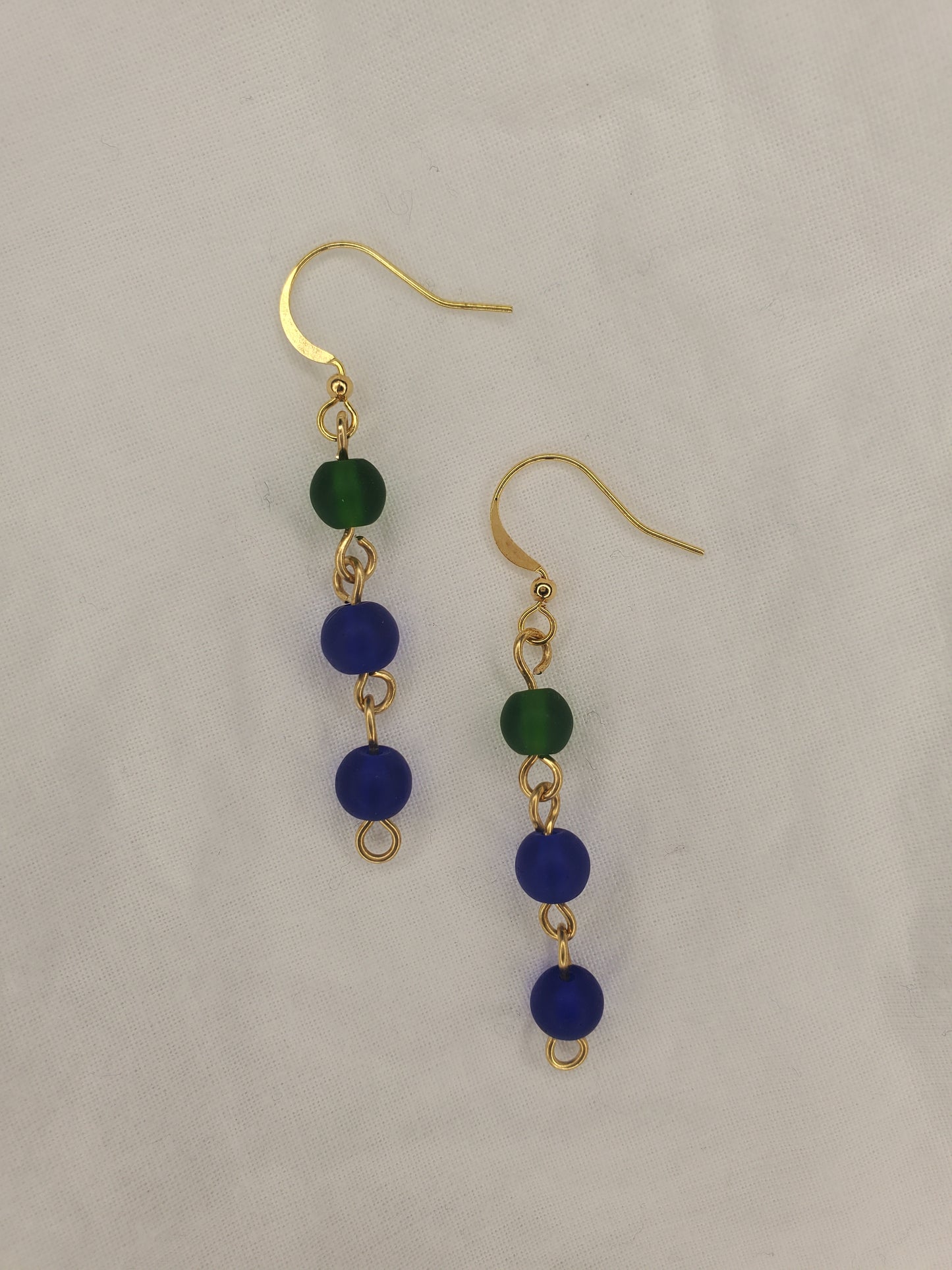 Sea Glass Bead Dangle Green/Blue