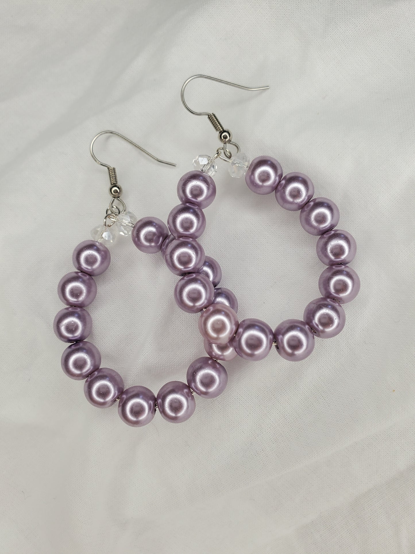 Shell Pearl Hoops-Lavender