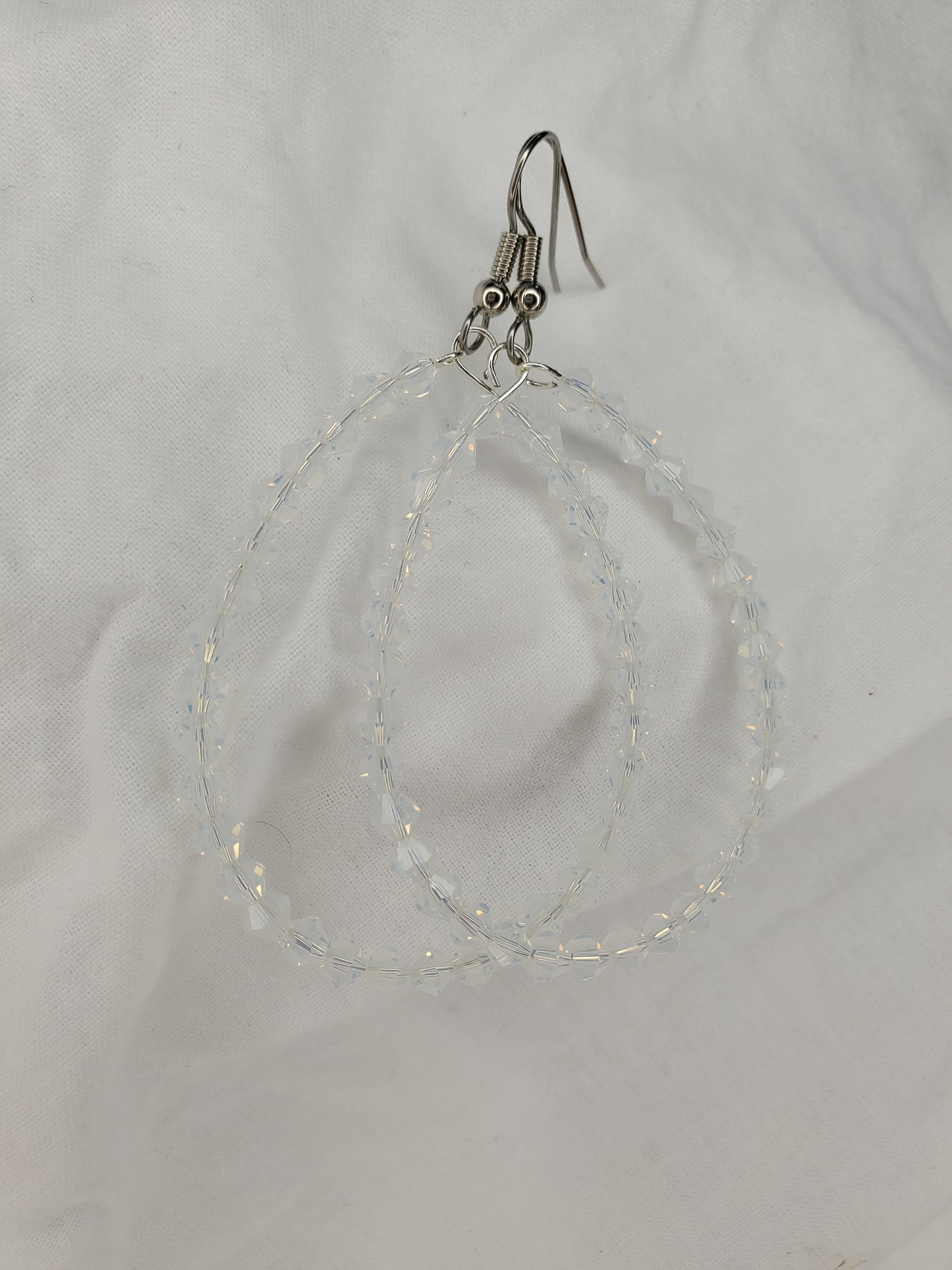 Fire Polished Crystal Hoops-Opaque White