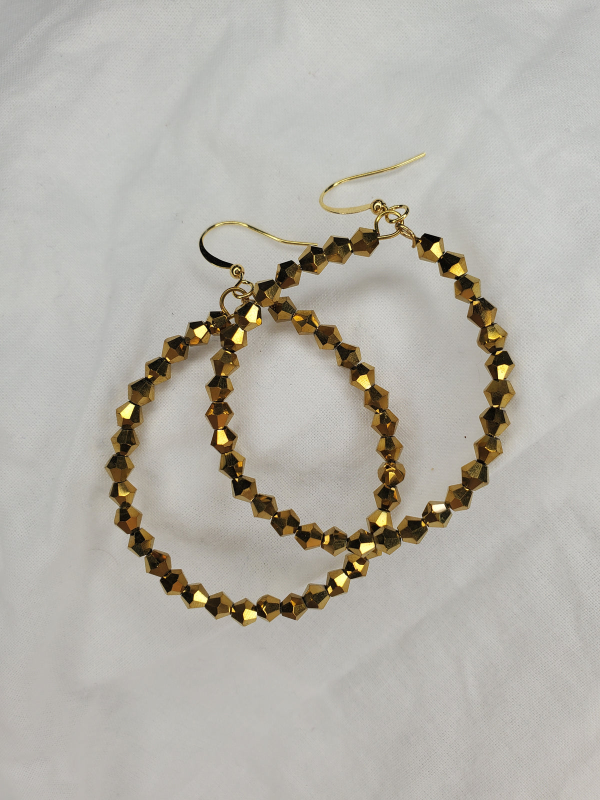 Fire Polished Crystal Hoops-Gold