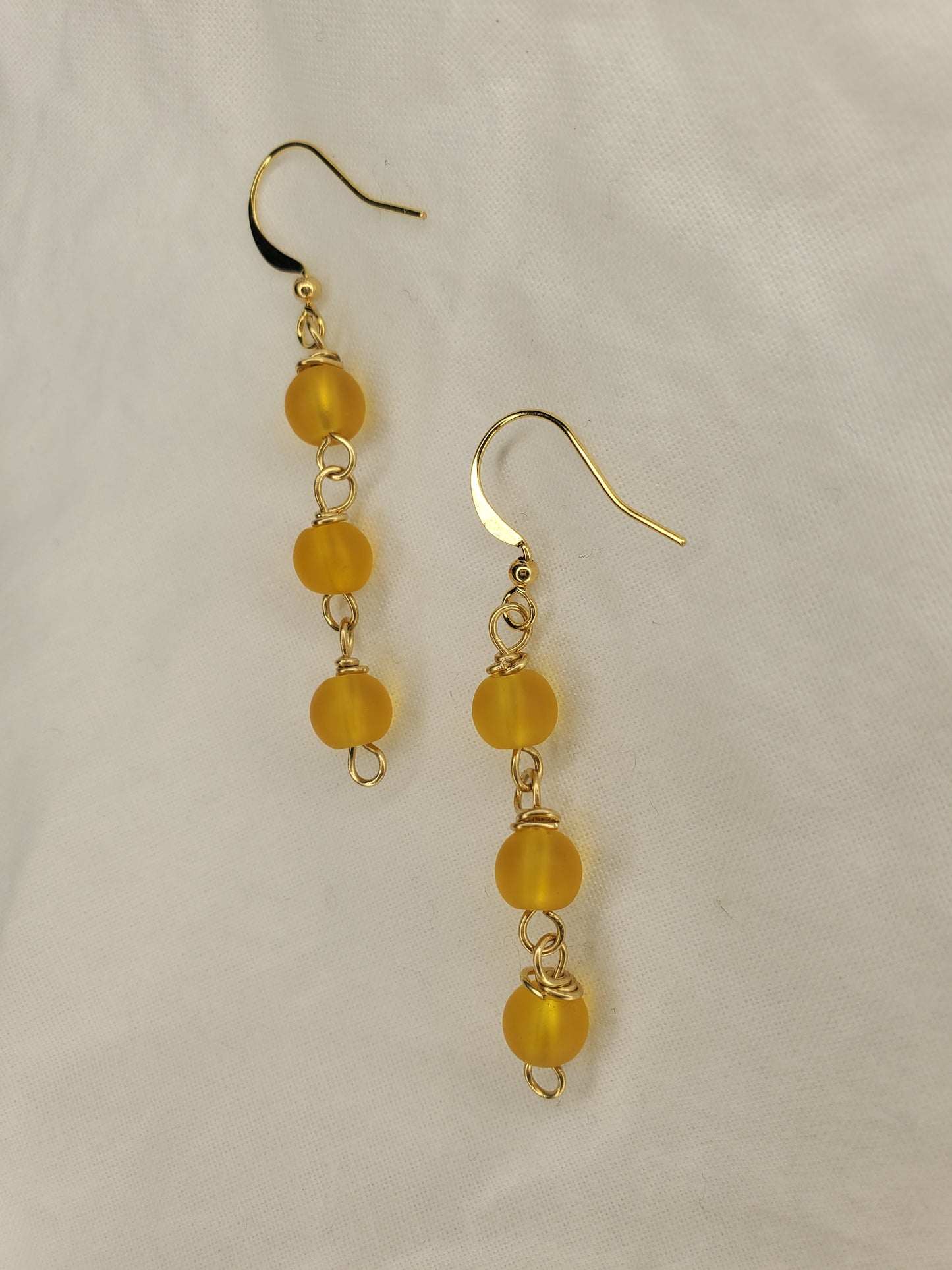 Sea Glass Bead Dangle Yellow