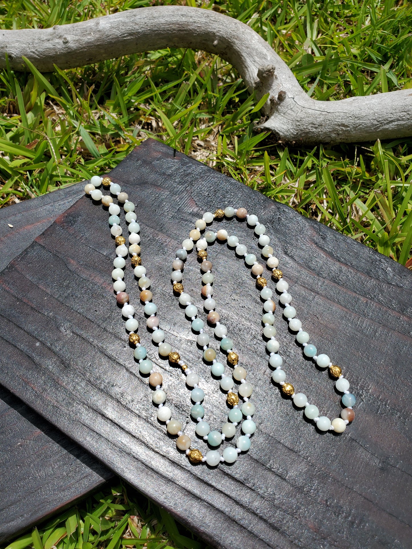 Knotted Gemstone Necklace Amazonite