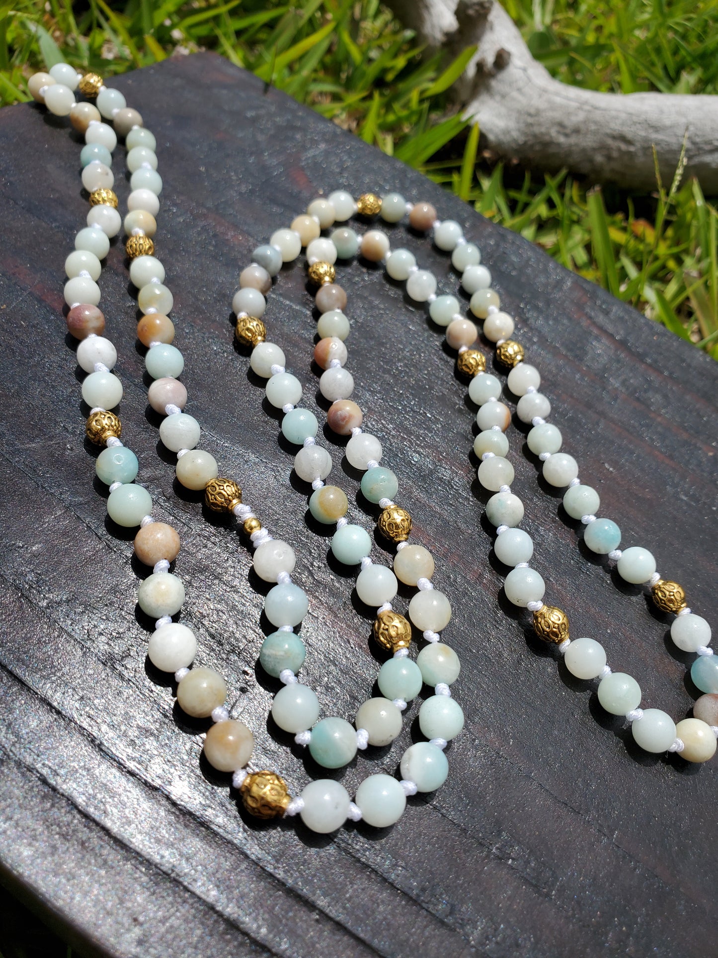 Knotted Gemstone Necklace Amazonite