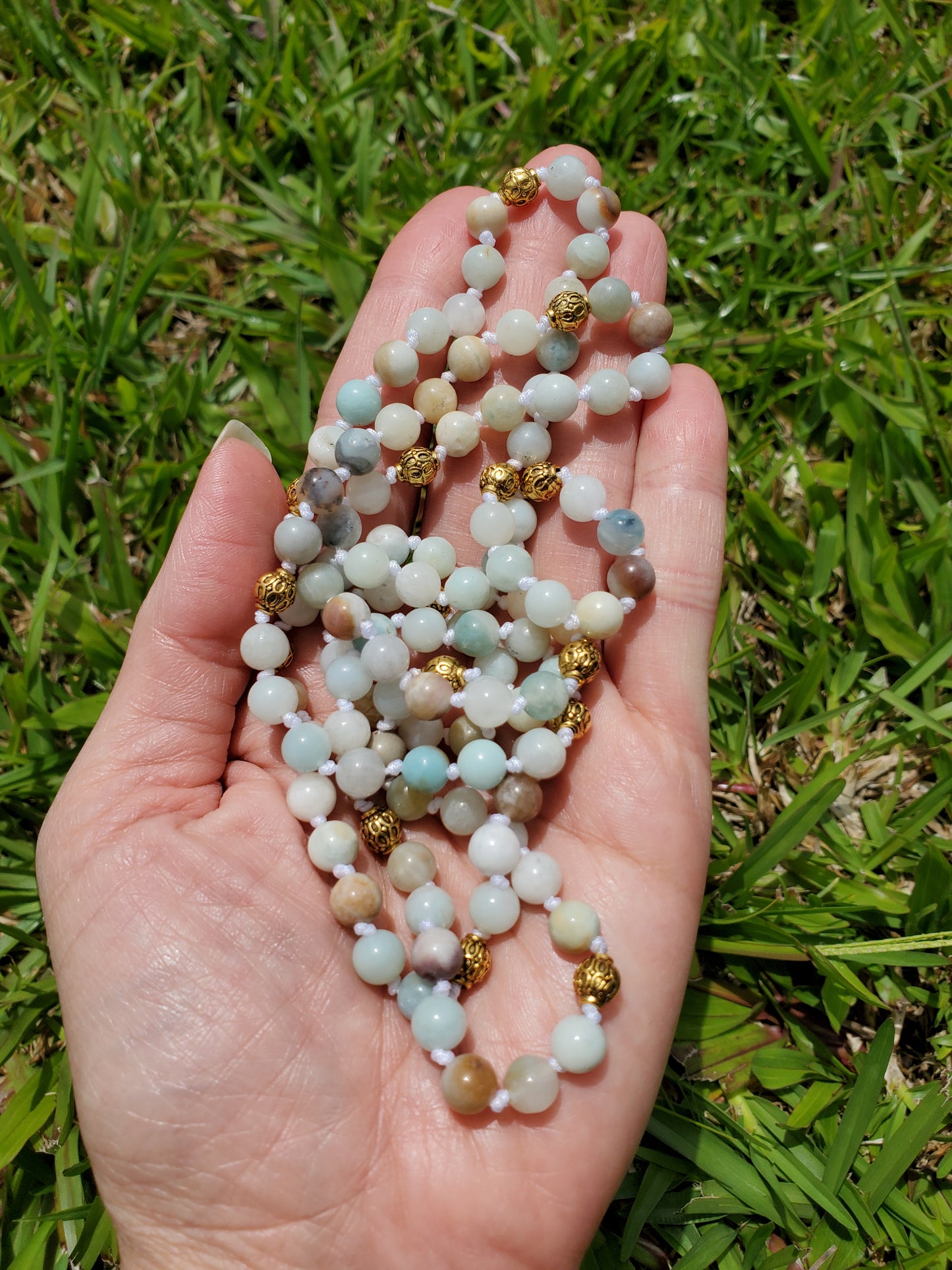 Knotted Gemstone Necklace Amazonite