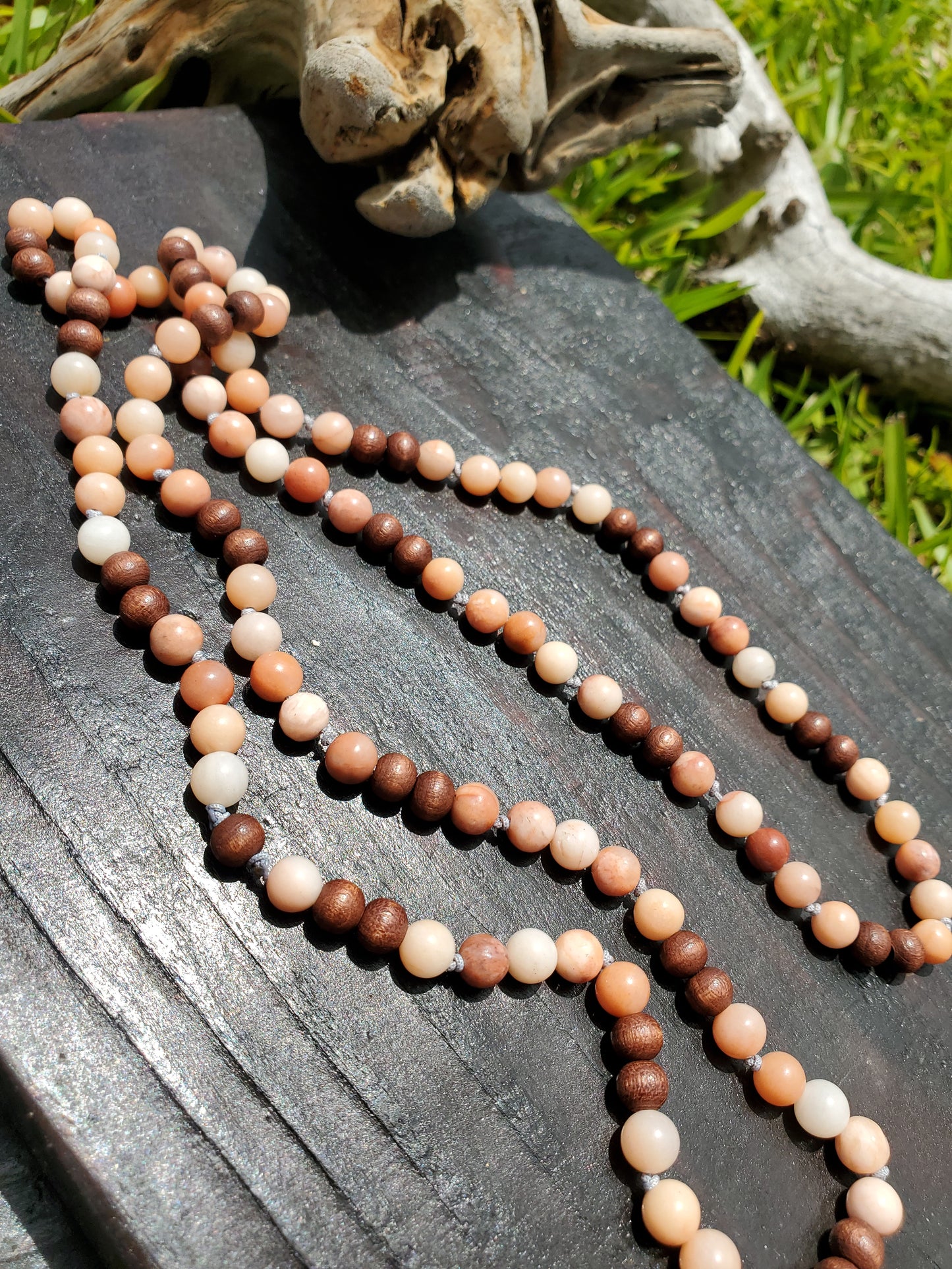Knotted Gemstone Necklace Pink Aventurine