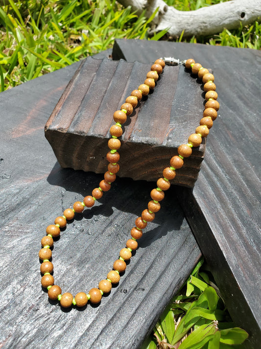 Knotted Gemstone Necklace Wood
