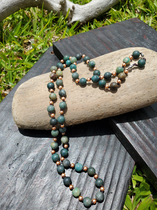 Knotted Gemstone Necklace Chrysocolla