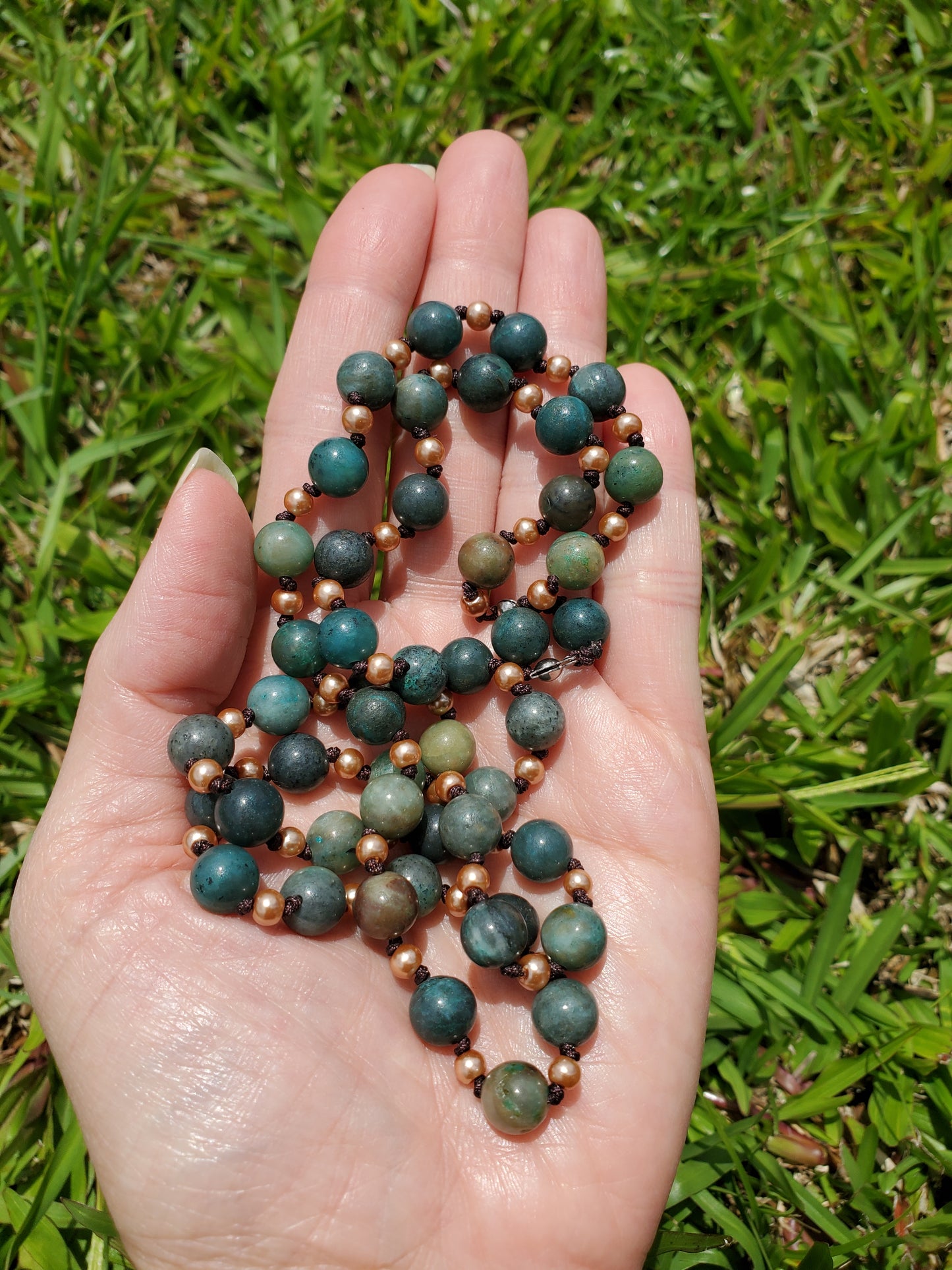 Knotted Gemstone Necklace Chrysocolla