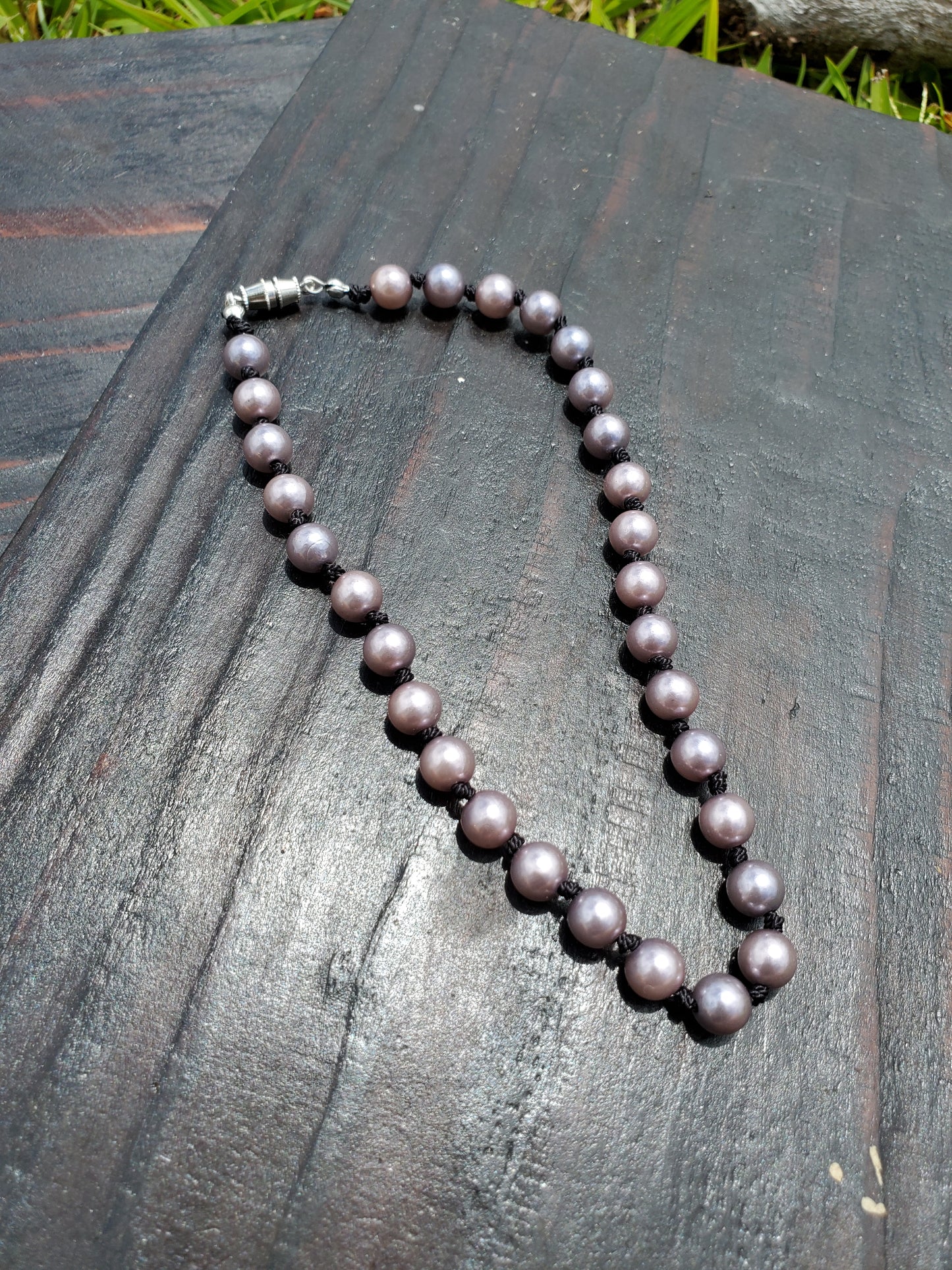 Knotted Gemstone Necklace Shell Pearls