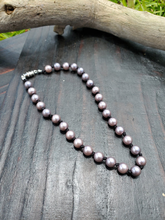 Knotted Gemstone Necklace Shell Pearls
