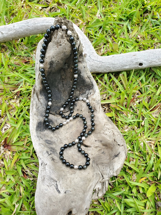 Knotted Gemstone Necklace Obsidian