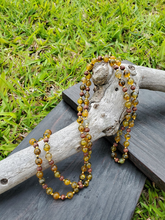 Knotted Gemstone Necklace Dragon Vein Agate