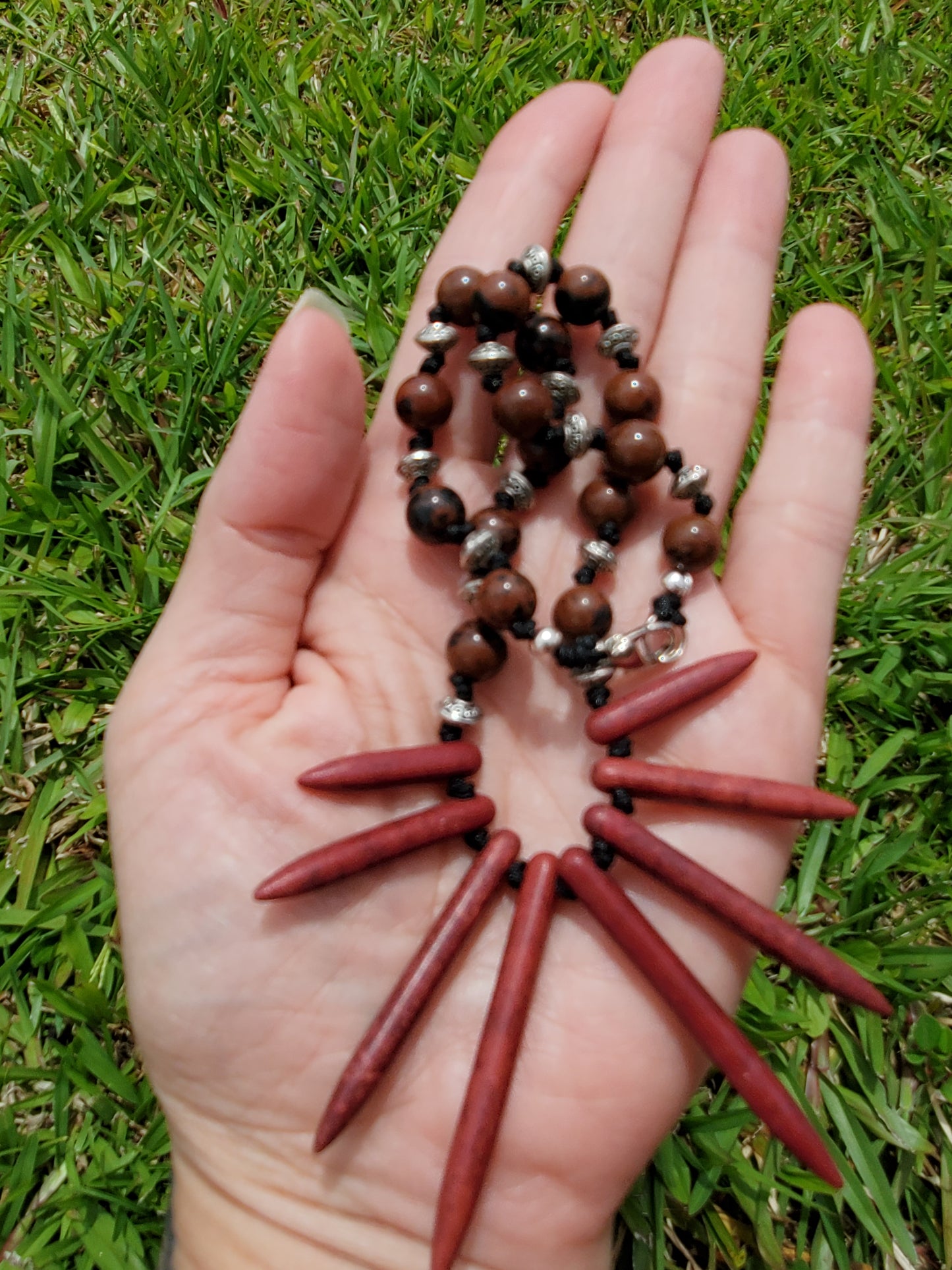 Knotted Gemstone Necklace Mahogany Obsidian