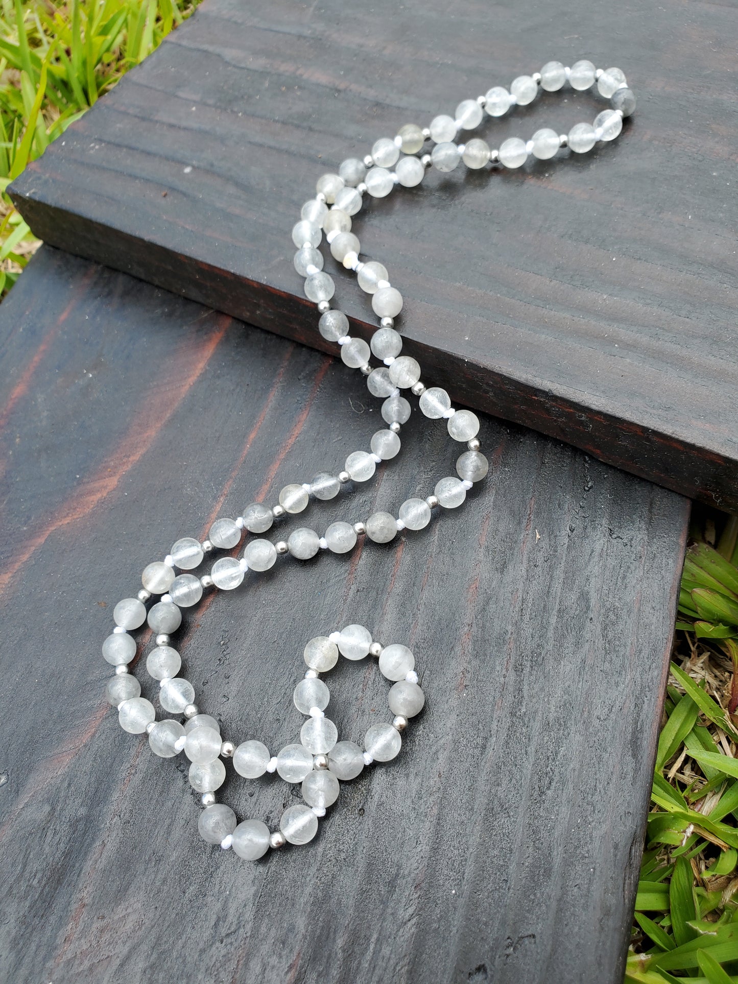 Knotted Gemstone Necklace Cloudy Quartz