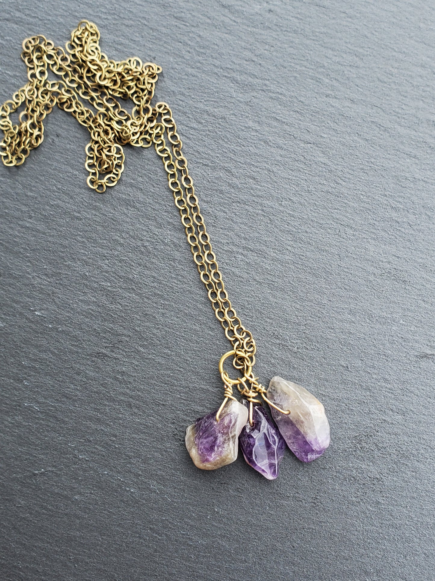 Antique Brass and Amethyst Charms