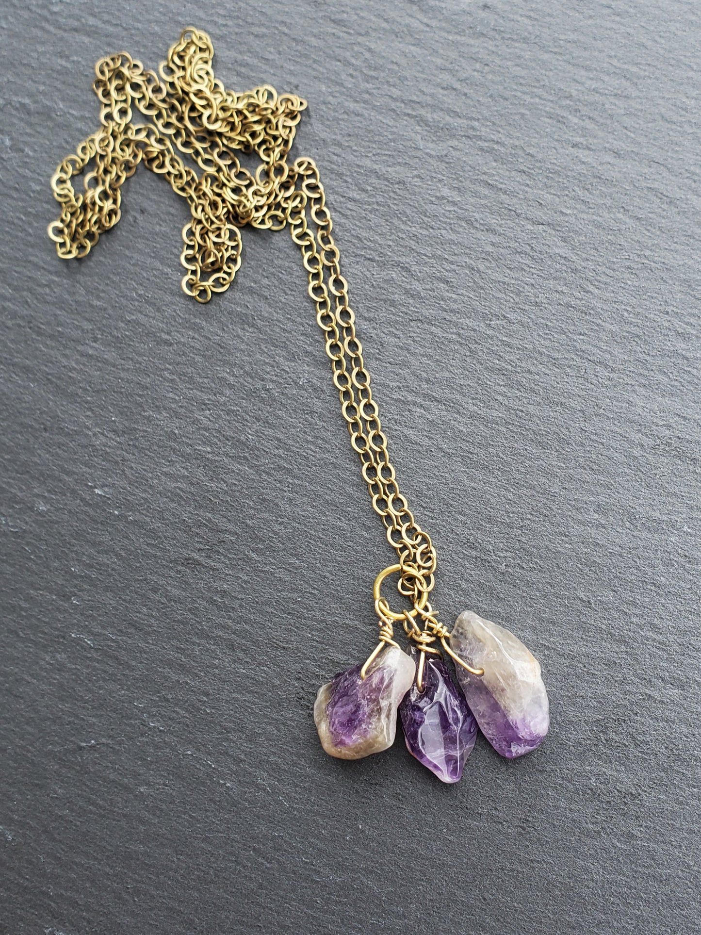 Antique Brass and Amethyst Charms