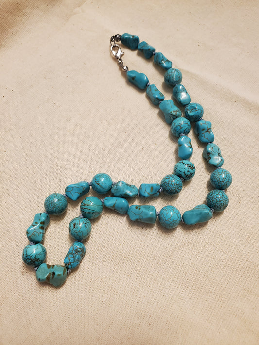 Knotted Faux Turquoise Necklace