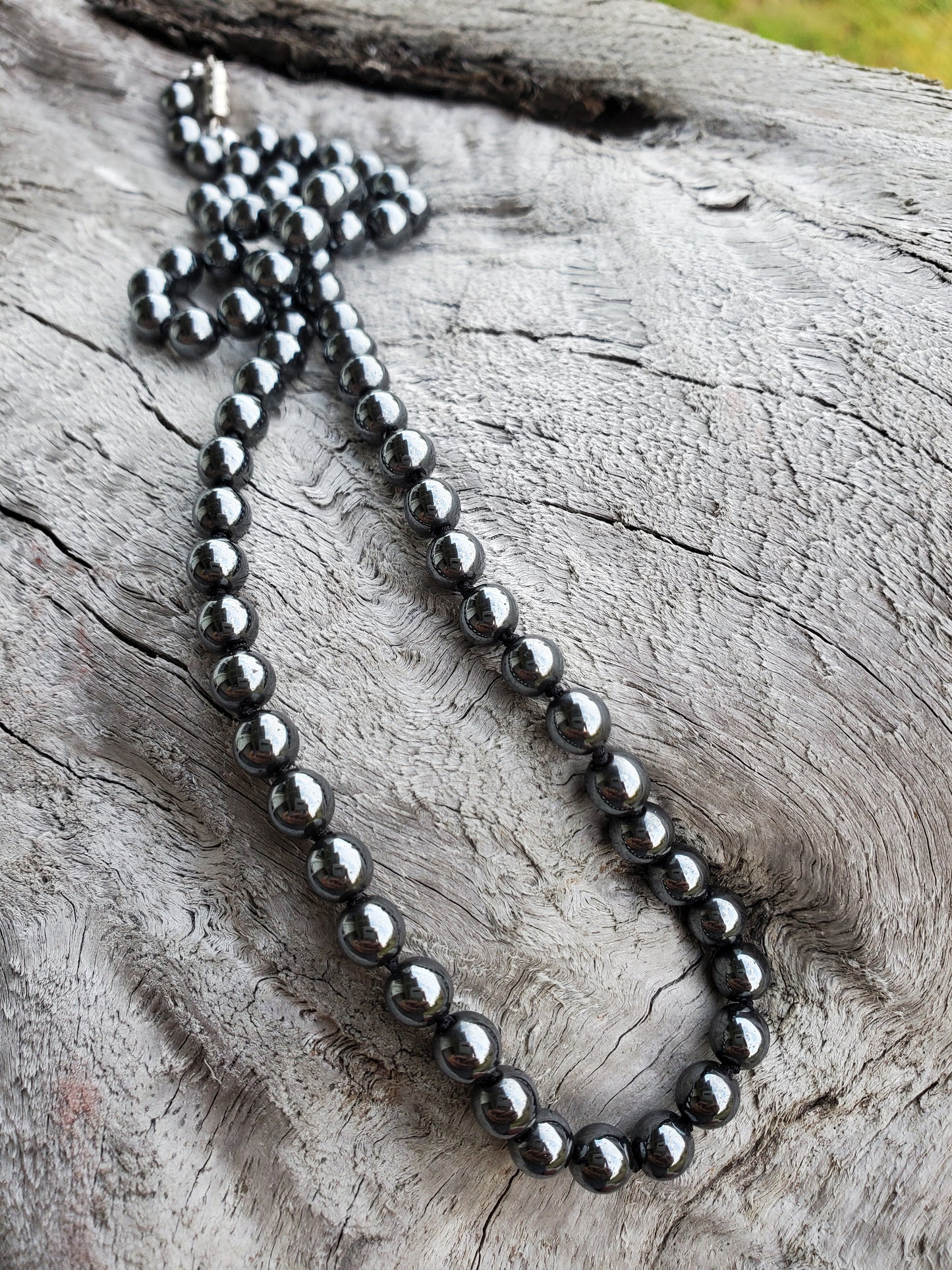 Knotted Gemstone Necklace Hematite