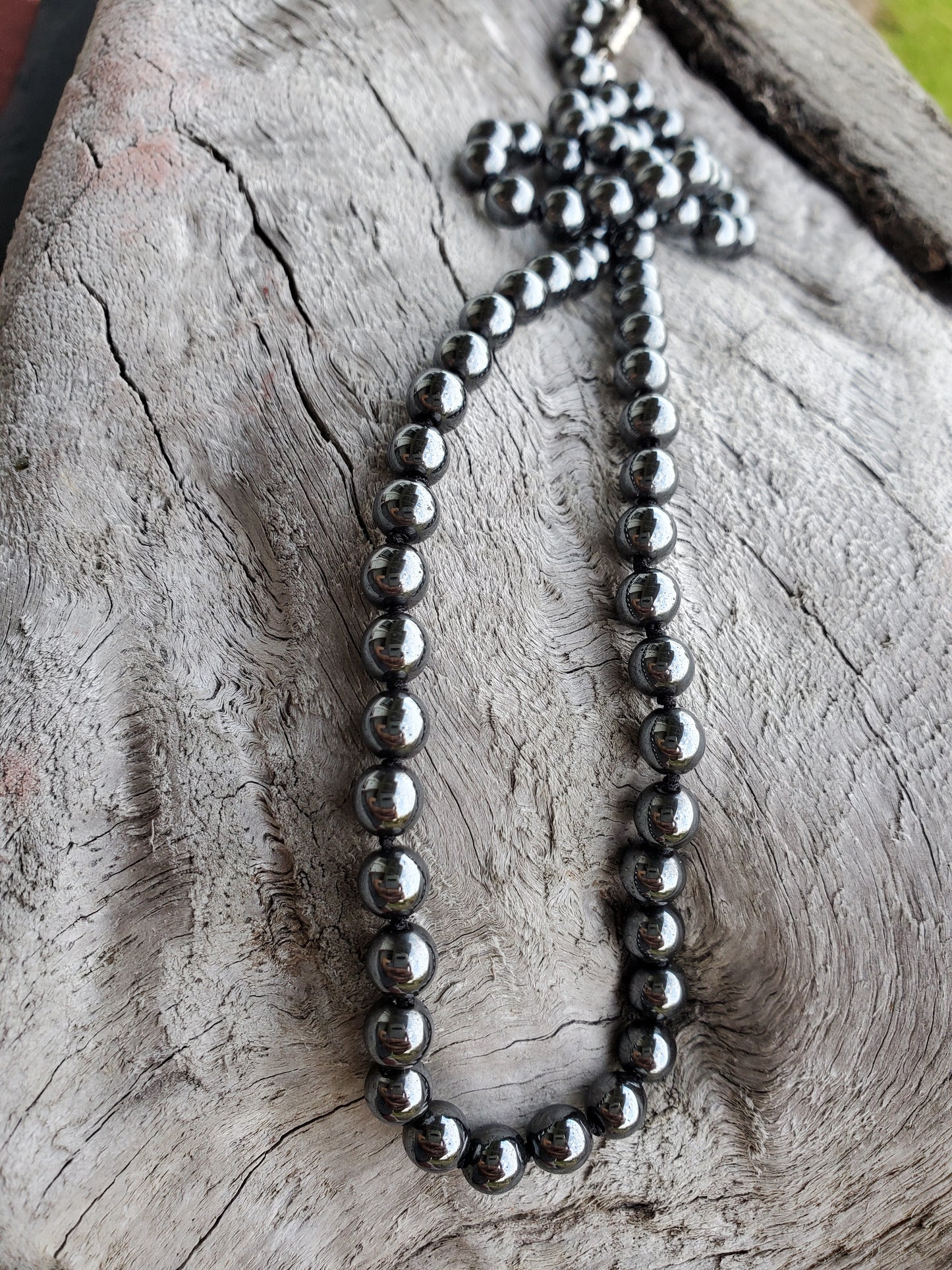 Knotted Gemstone Necklace Hematite