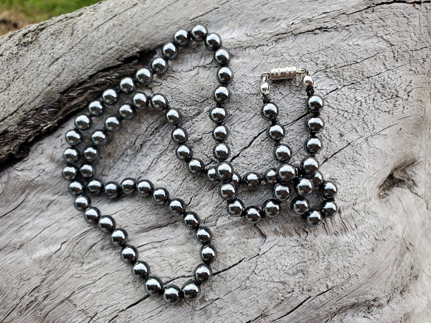 Knotted Gemstone Necklace Hematite