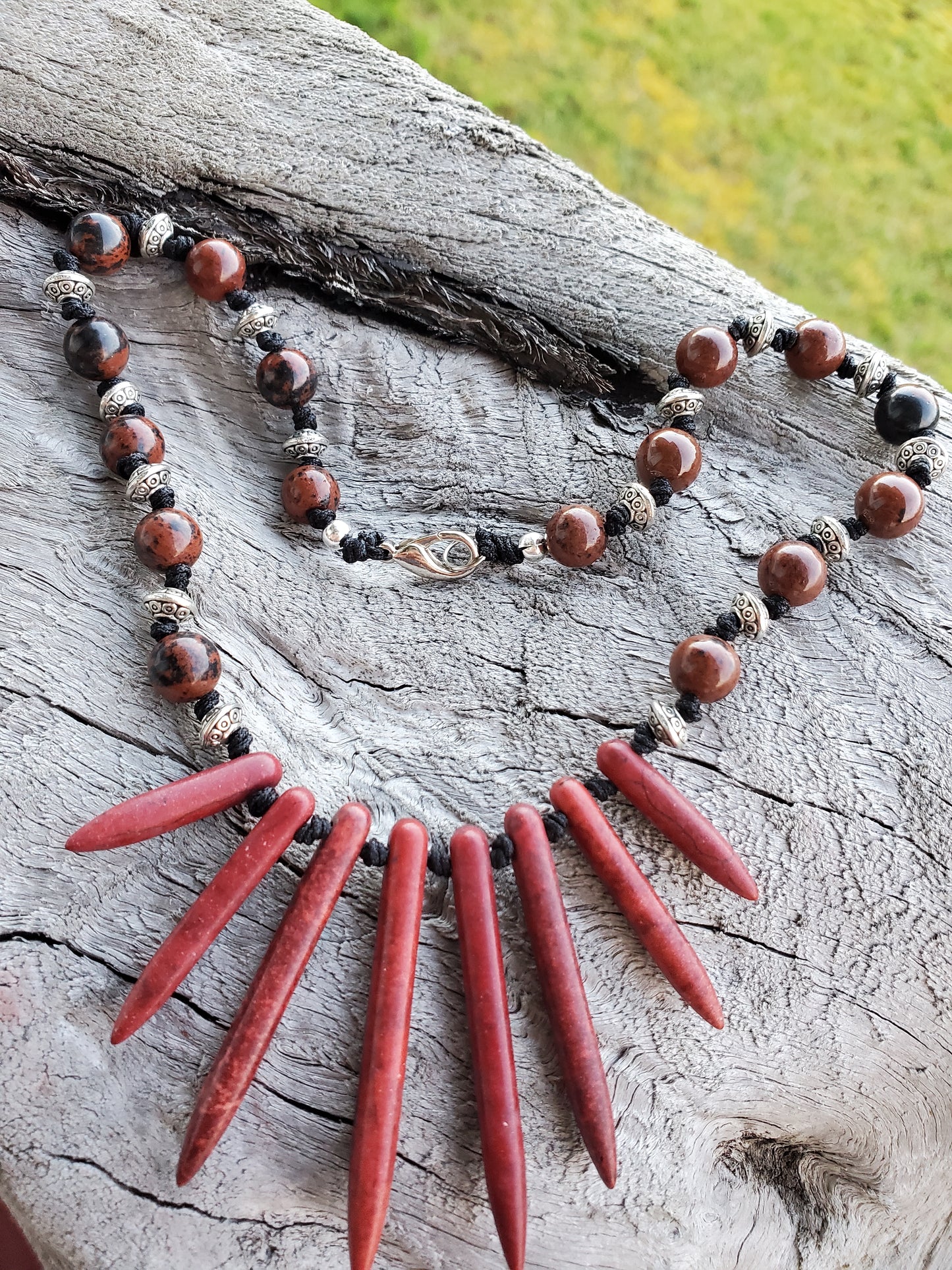 Knotted Gemstone Necklace Mahogany Obsidian