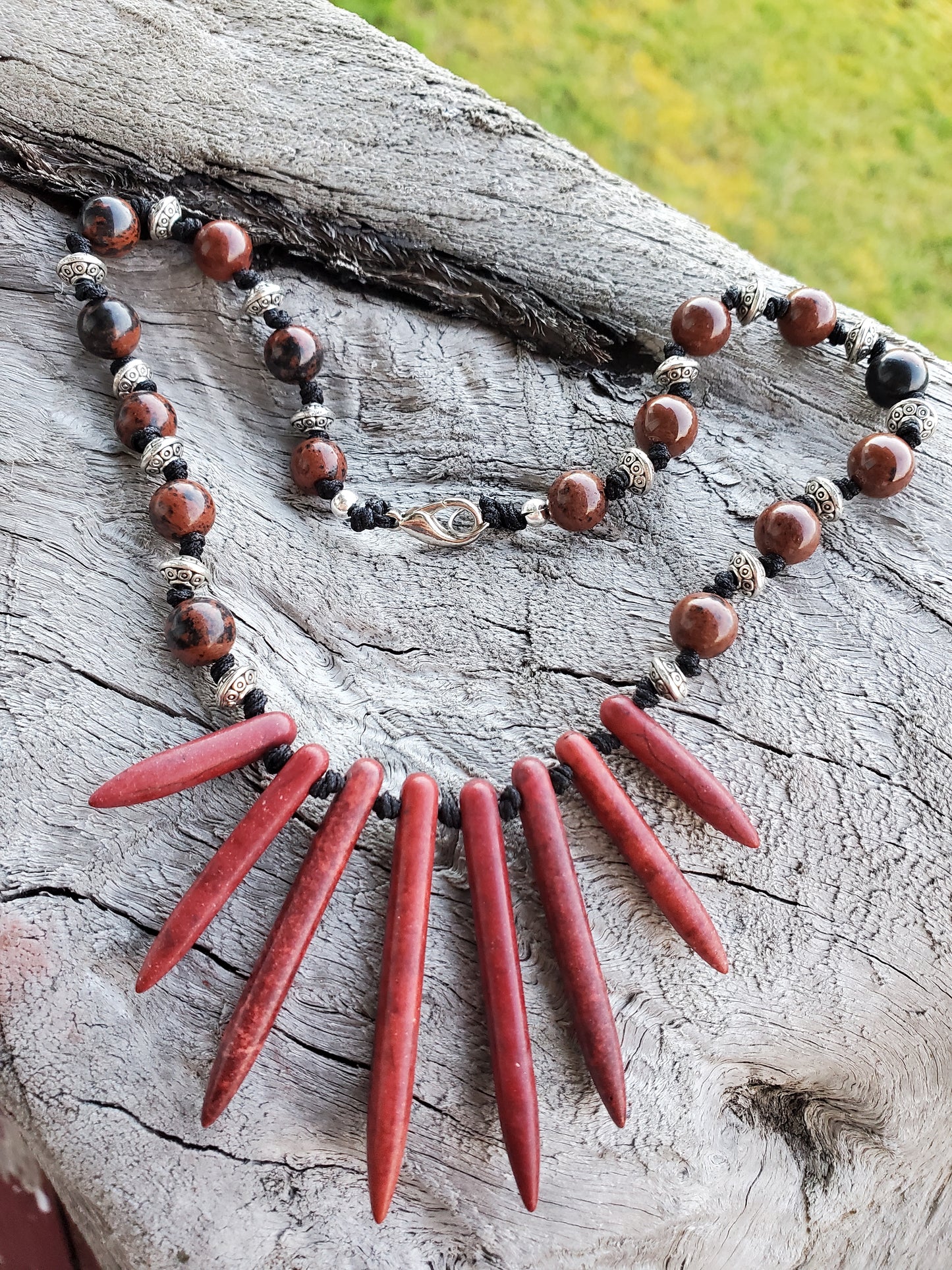 Knotted Gemstone Necklace Mahogany Obsidian