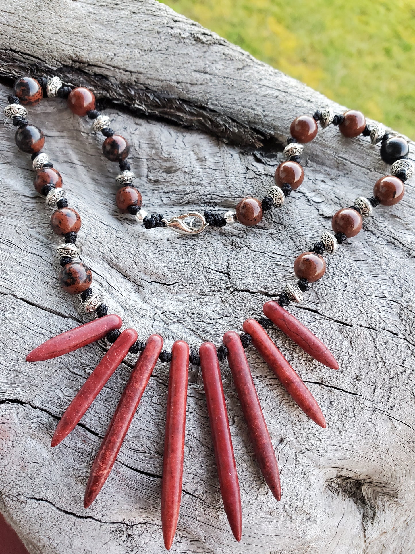 Knotted Gemstone Necklace Mahogany Obsidian