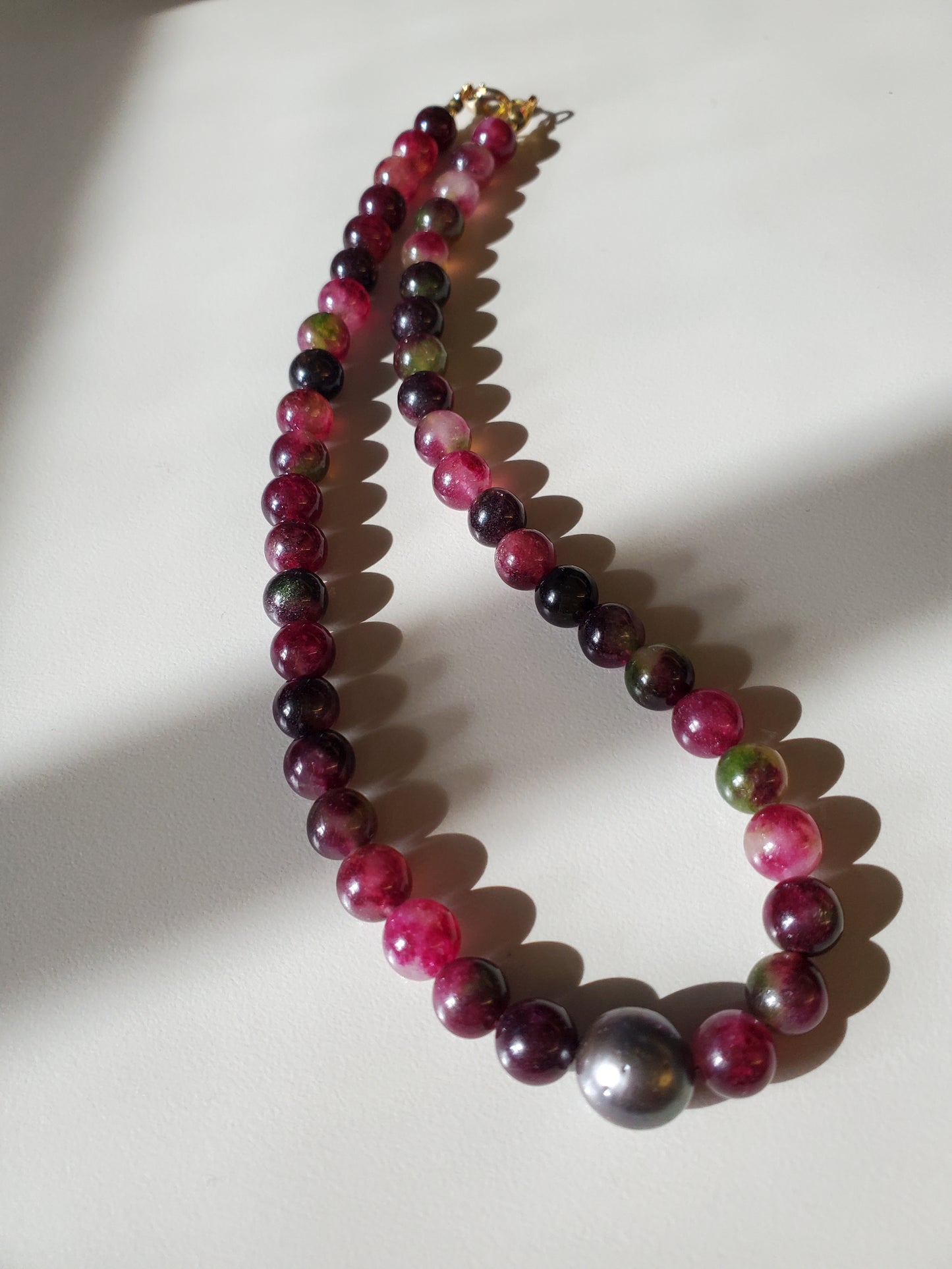 Gemstone Necklace Tourmaline & Tahitian