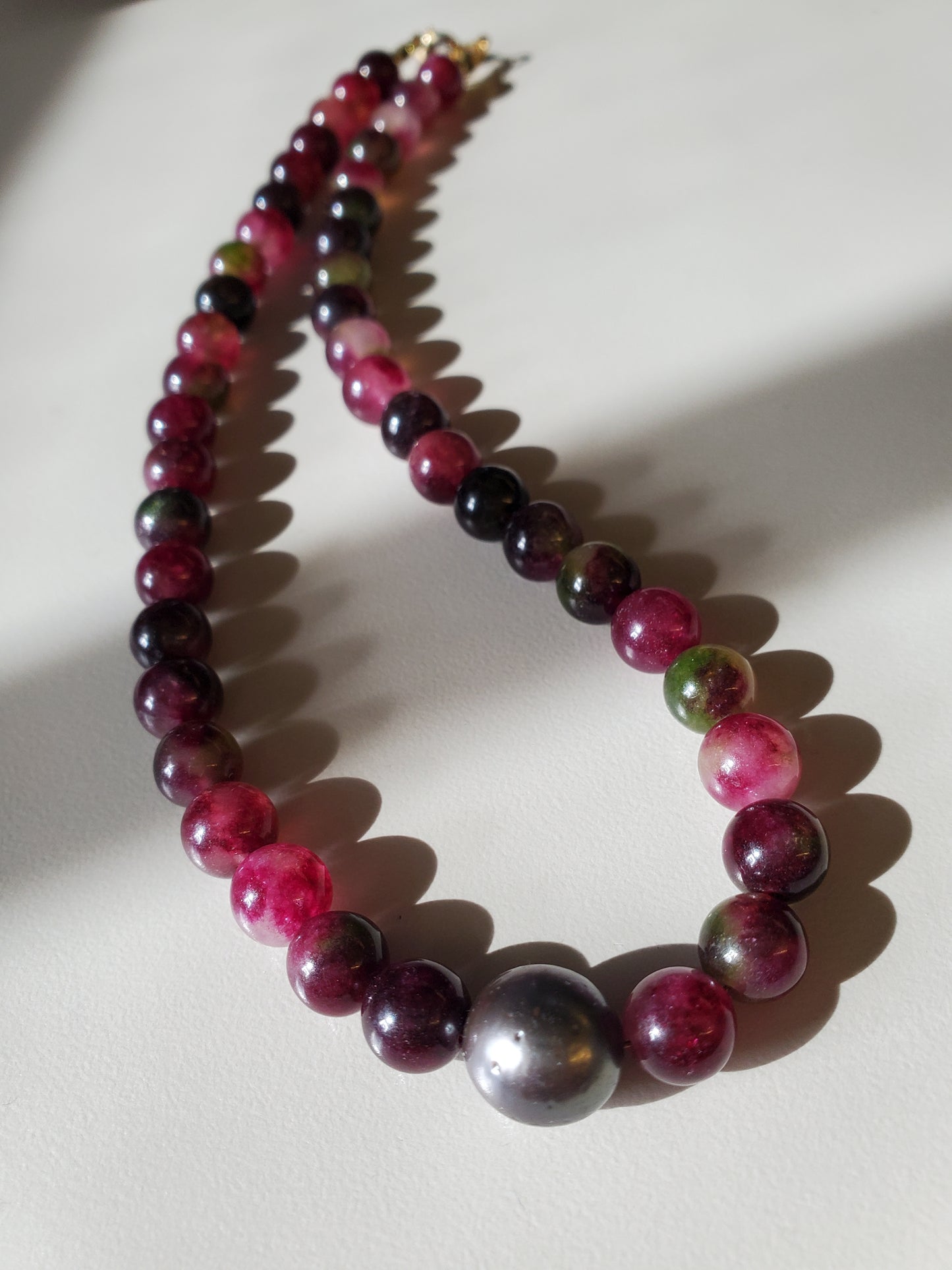 Gemstone Necklace Tourmaline & Tahitian