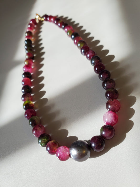 Gemstone Necklace Tourmaline & Tahitian